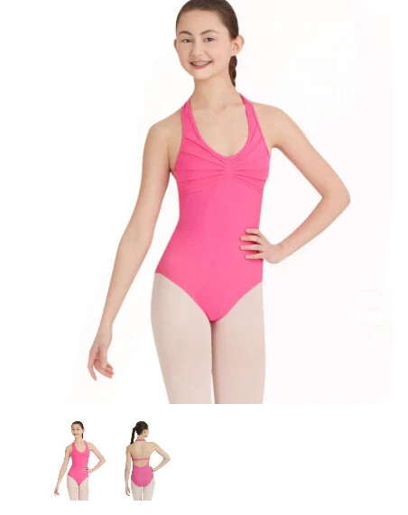 Capezio Pleated Synergy Halter Leotard Bodysuit Back Strap 10190 New Nwt Women L