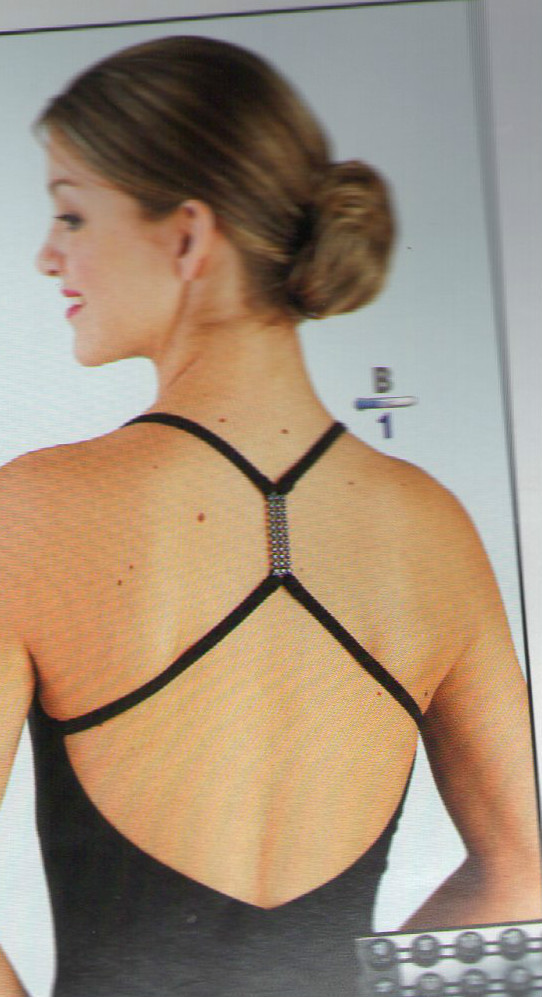 Strappy Rhinestone Embellished Cami Leotard Black Child Ladies Dance Ballet NWT