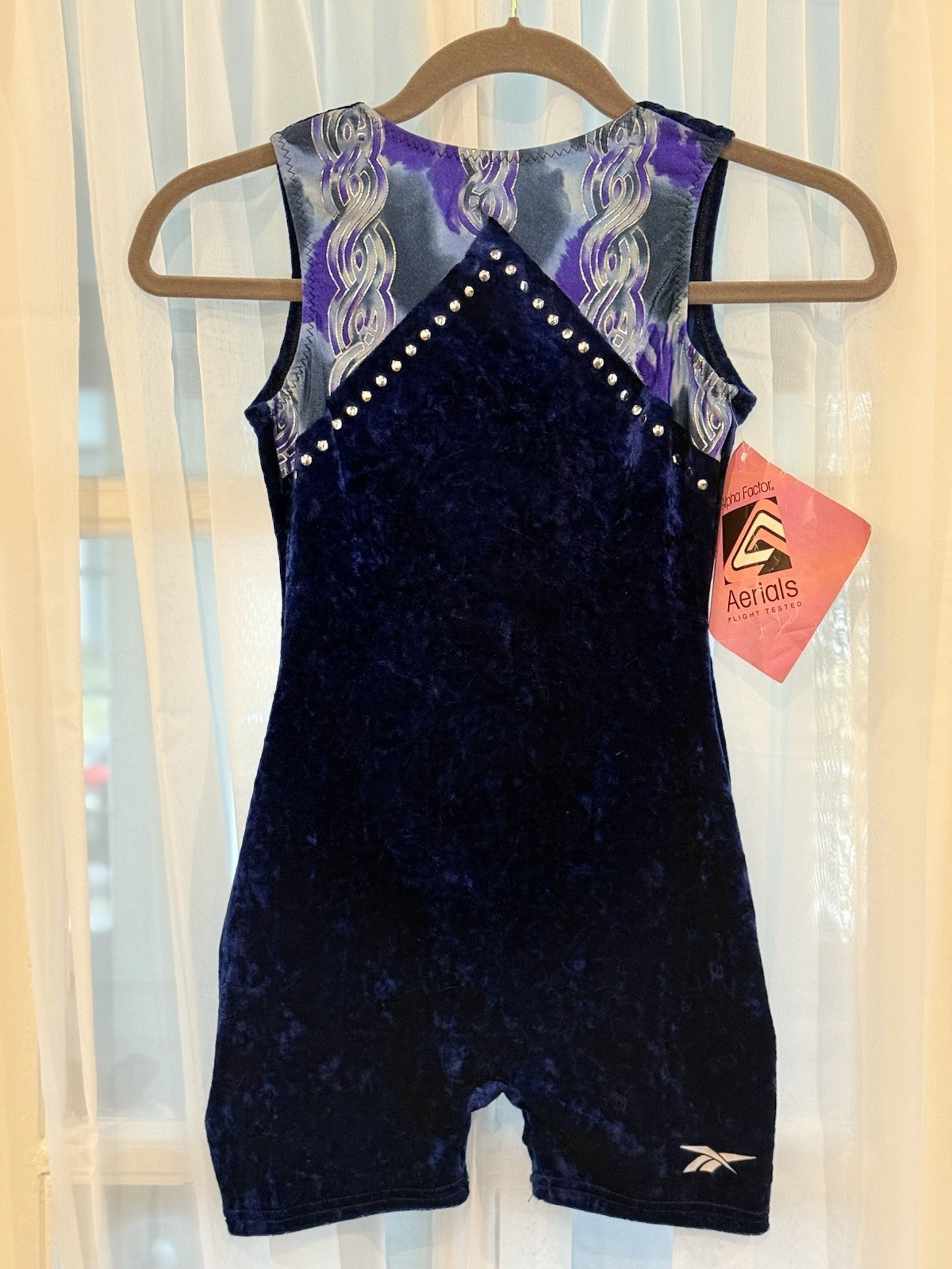 VTG Nwt 80s Velvet Unitard Biketard Dance Sleeveless Blue Reebok XS Petite
