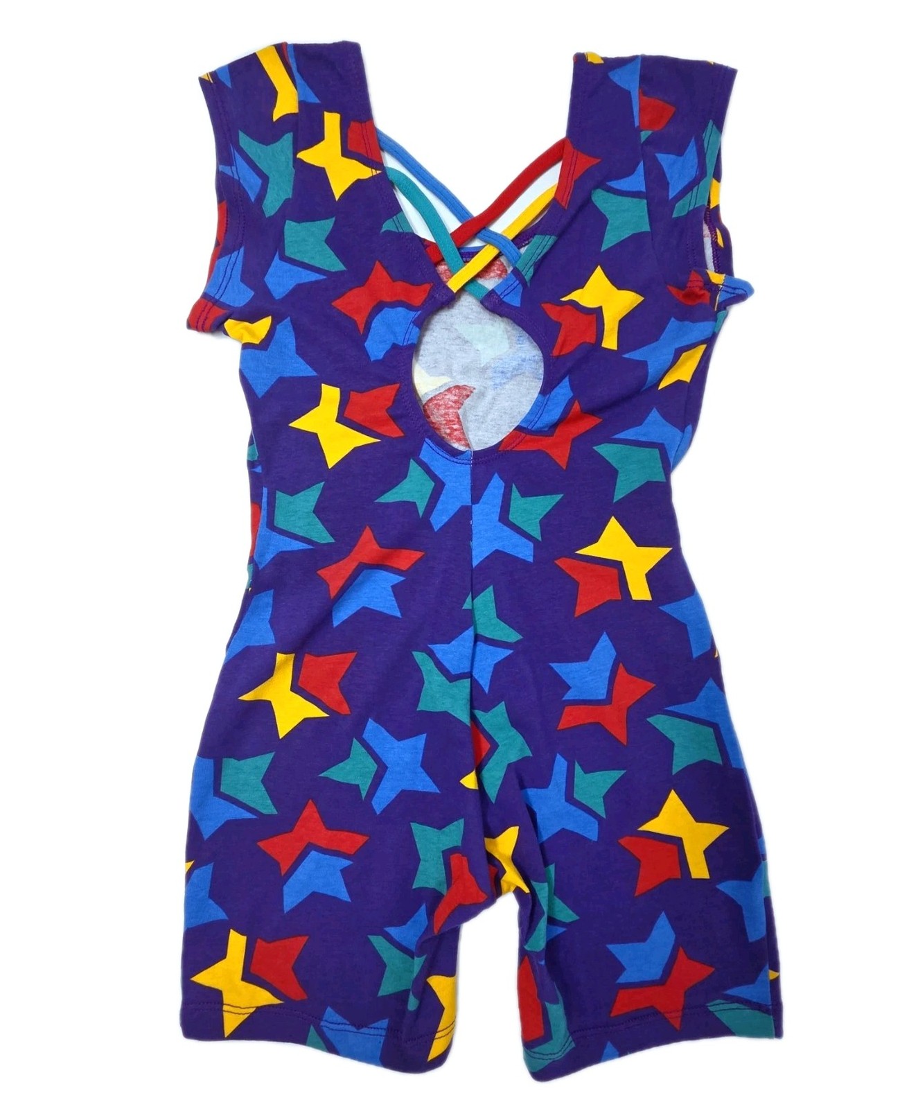 Body Wrappers VTG Rainbow Stars Strappy Keyhole Cotton Biketard CXL/ Adult XS