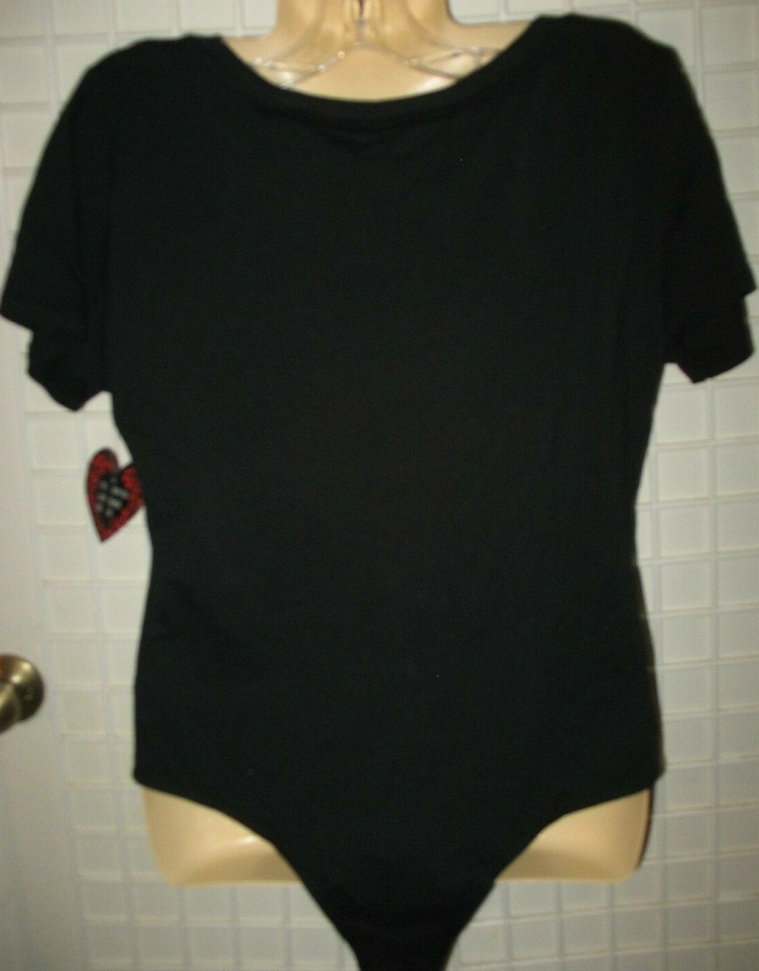 SPLASH – NEW – 3X – BLACK COTTON STRETCH SCOOP NECK – SHORT SLEEVES – LEOTARD