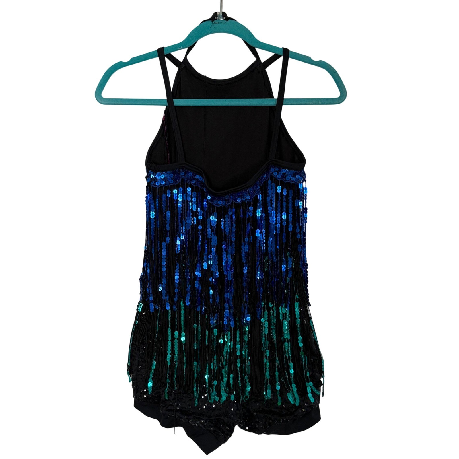 Weissman Sequin Fringe Dance Leotard Costume Multi Color Pink Blue Teal 10926 SA