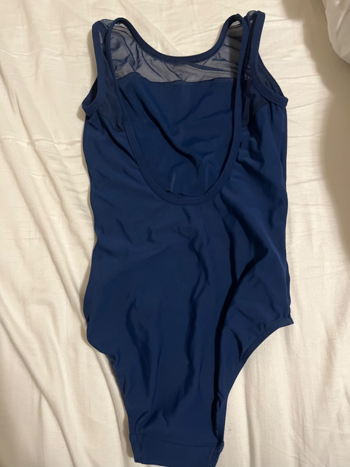 Eleve blue tank leotard with mesh trim XS