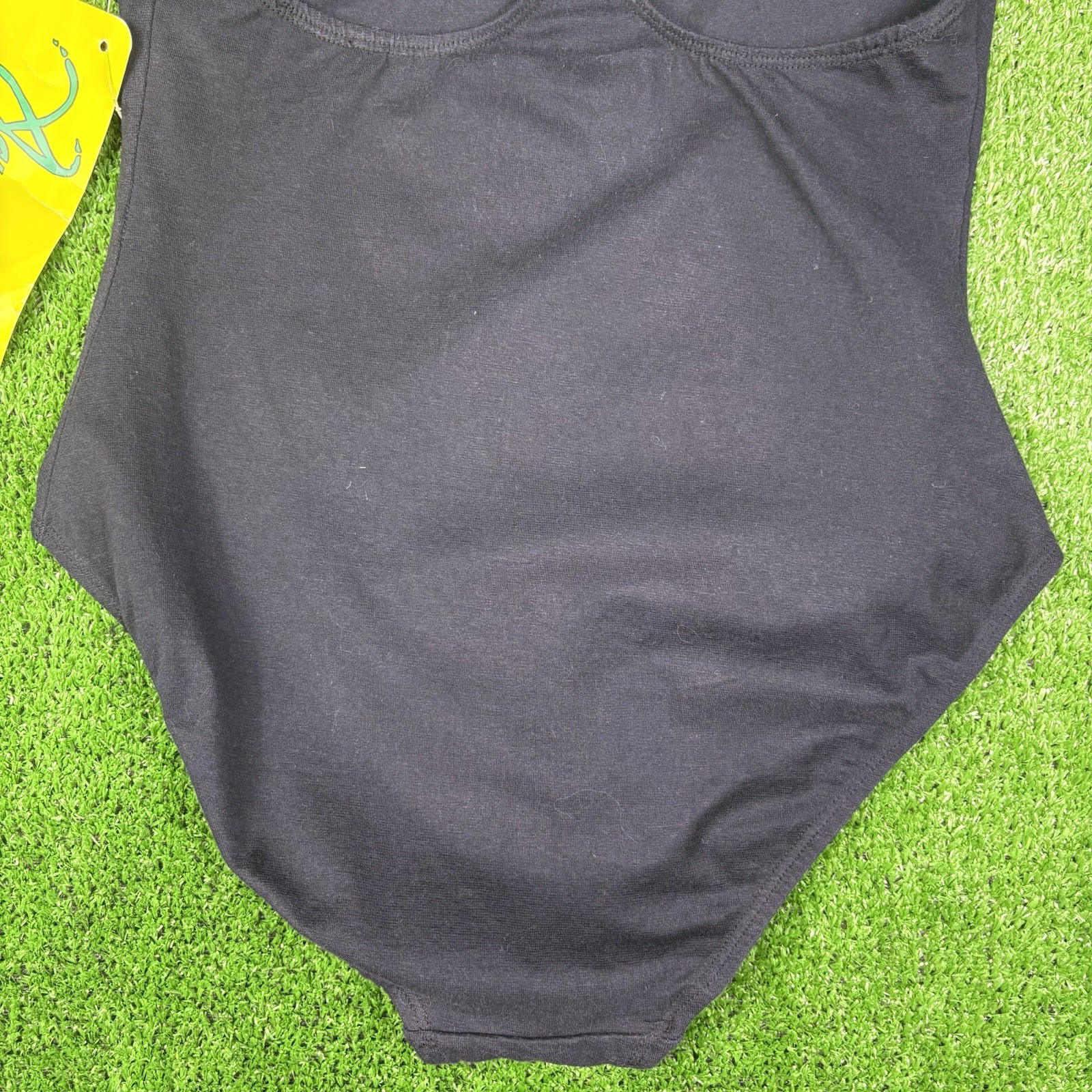NOS Vintage 80s Acuaire Blank Black Retro Exercise Workout Leotard Women’s Small