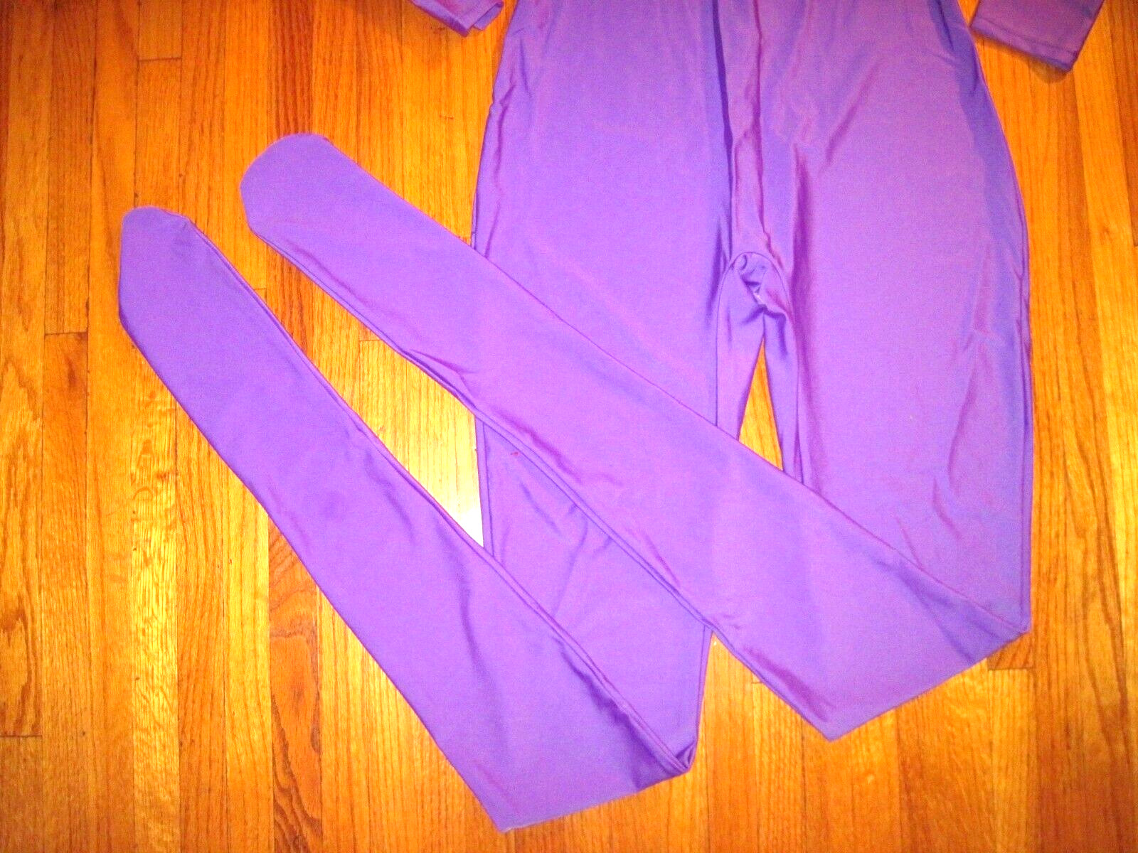 Plus Size Shiny Purple Long Sleeve T Neck Footed Unitard Jumpsuit 2XL-16-18 New