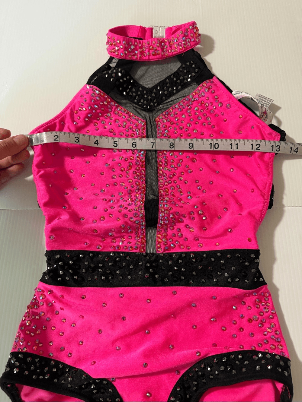 Glamour Solo Dance Costume Hot Pink Black Rhinestone contemporary jazz XSA Adult