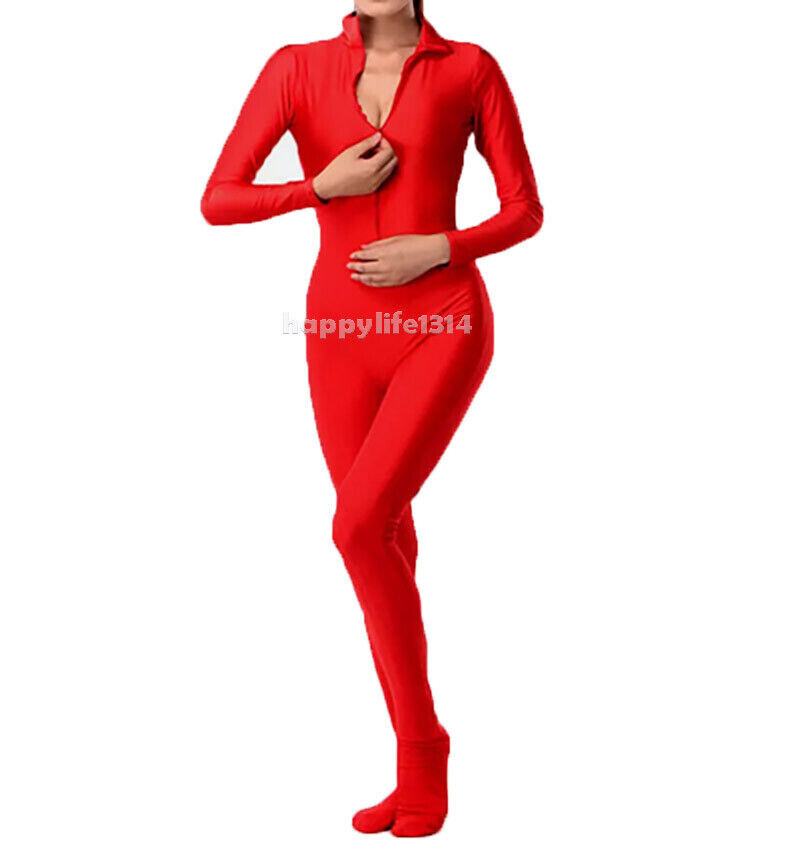 Unisex Front Zipper Spandex Jumpsuit Zentai Dancewear BodySuit Yoga Unitard