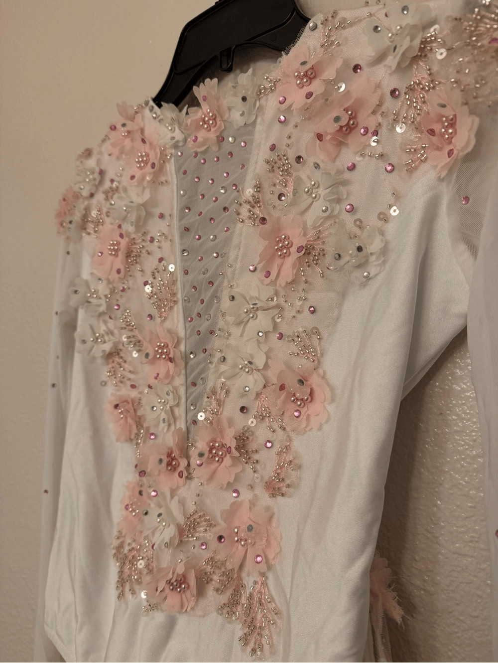 Glamour solo dance costume white lyrical embellished XLC-Extra large child
