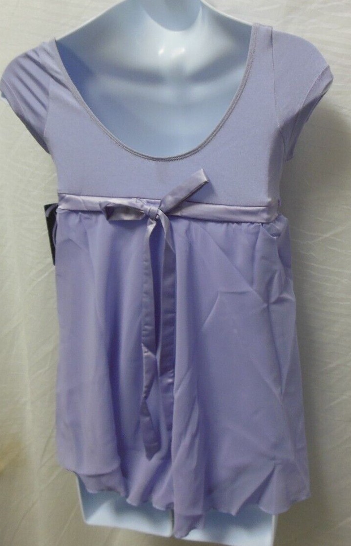 Bloch Cap Sleeve Dress Lilac Sweet Ballet Dance Rosette Trim lined