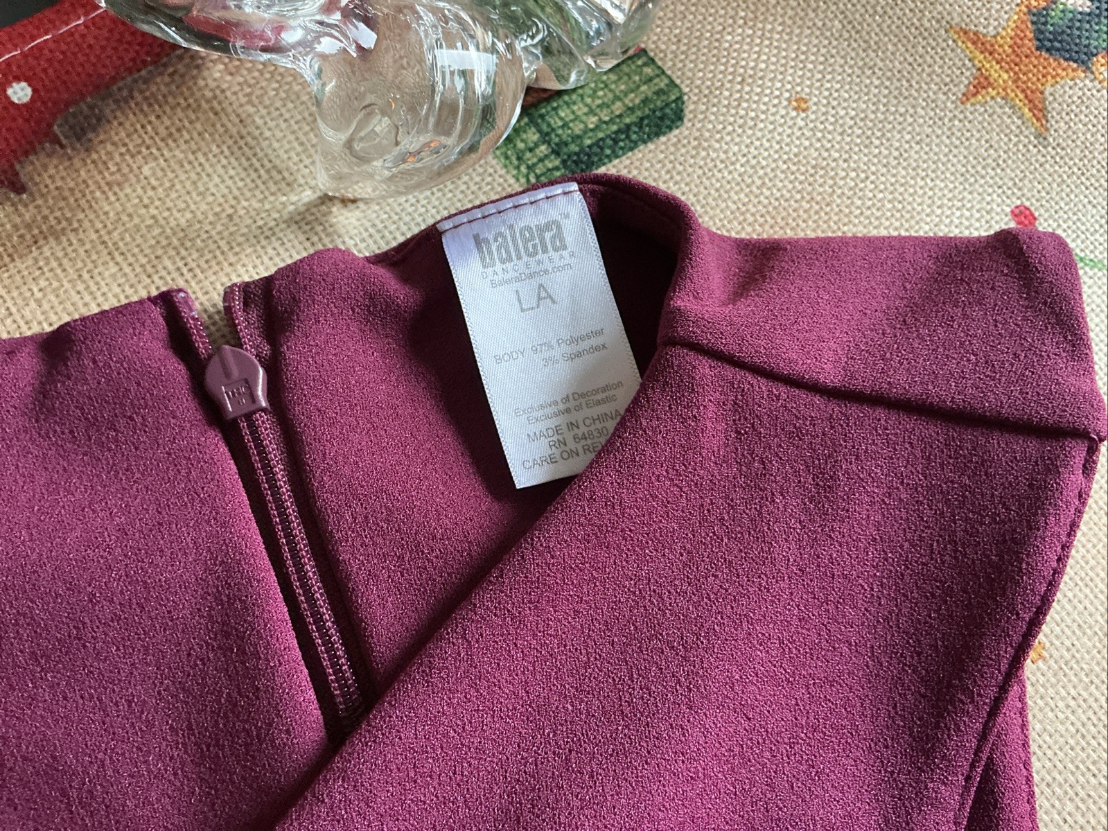 Balera Wine Burgundy Spandex Dance Bodysuit Unitard A L A23