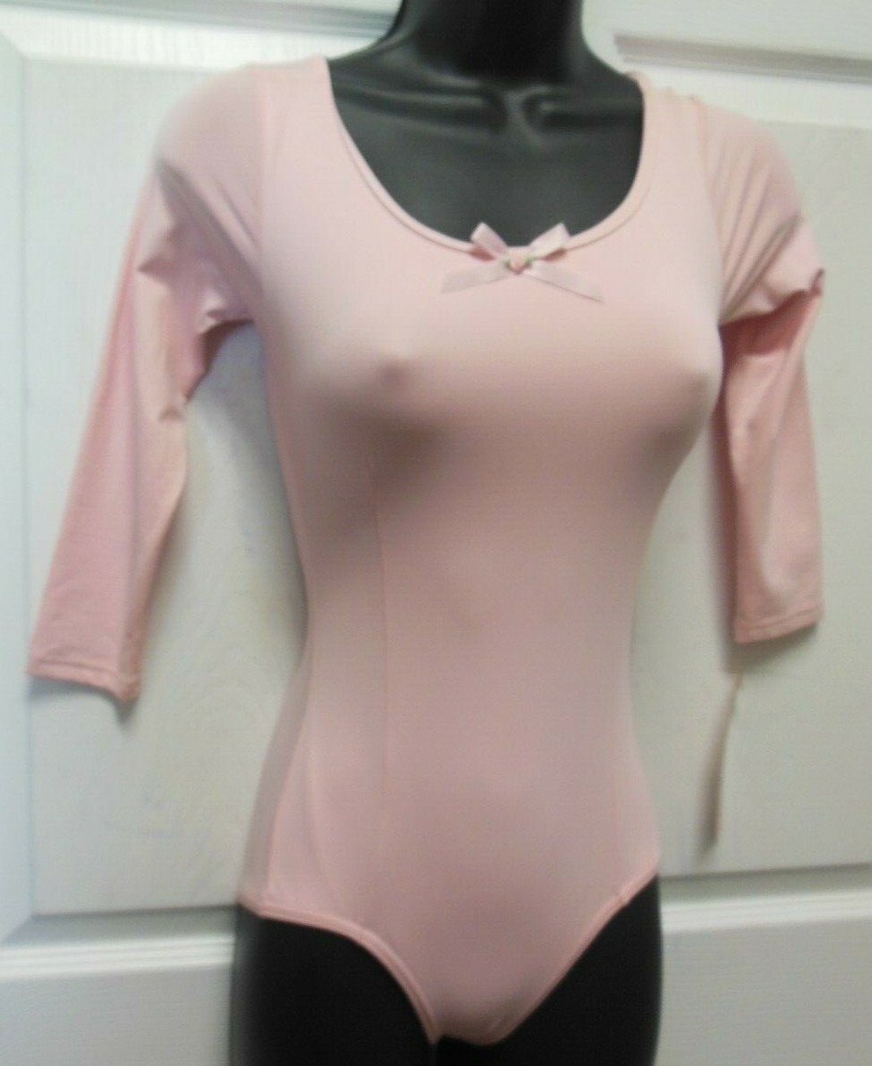 Body Wrappers 3/4 Sleeve Leotard x back Large chld #2645 Lined Front princesseam