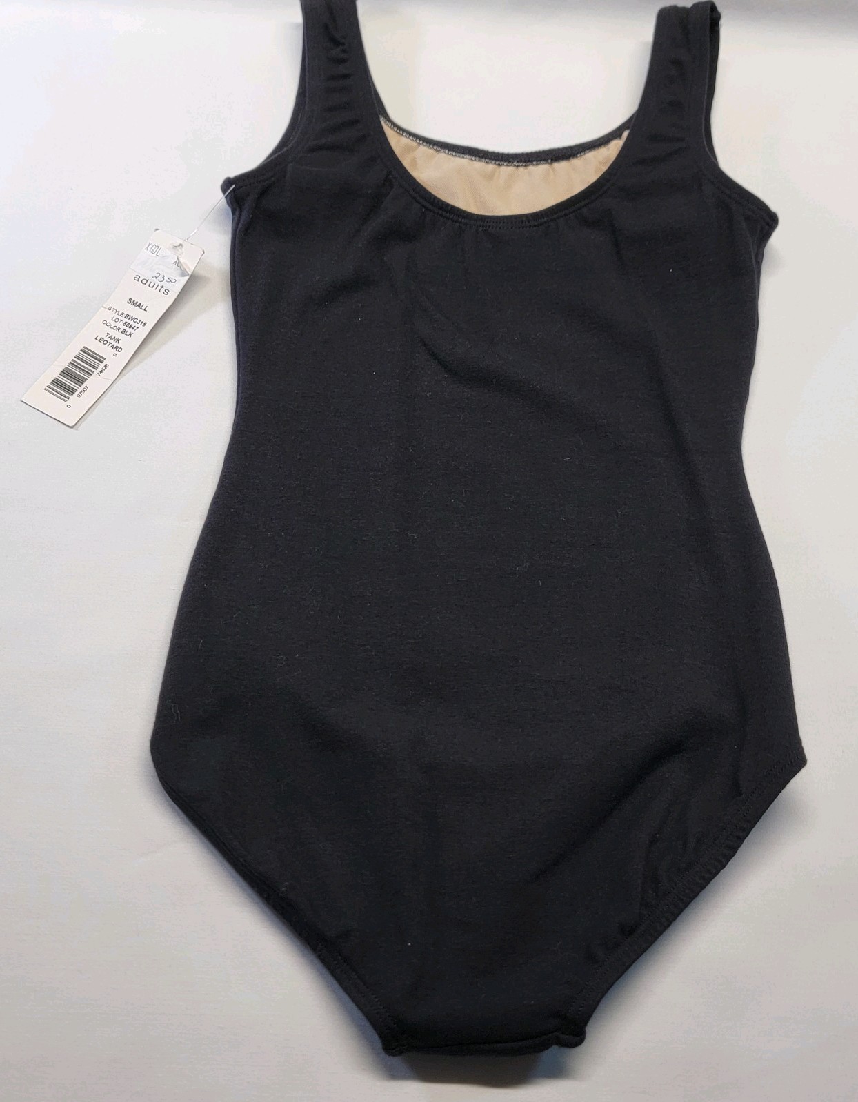 Body Wrappers Tank Leotard Black Scoop Front & Back Neckline Wide Straps SZ SA