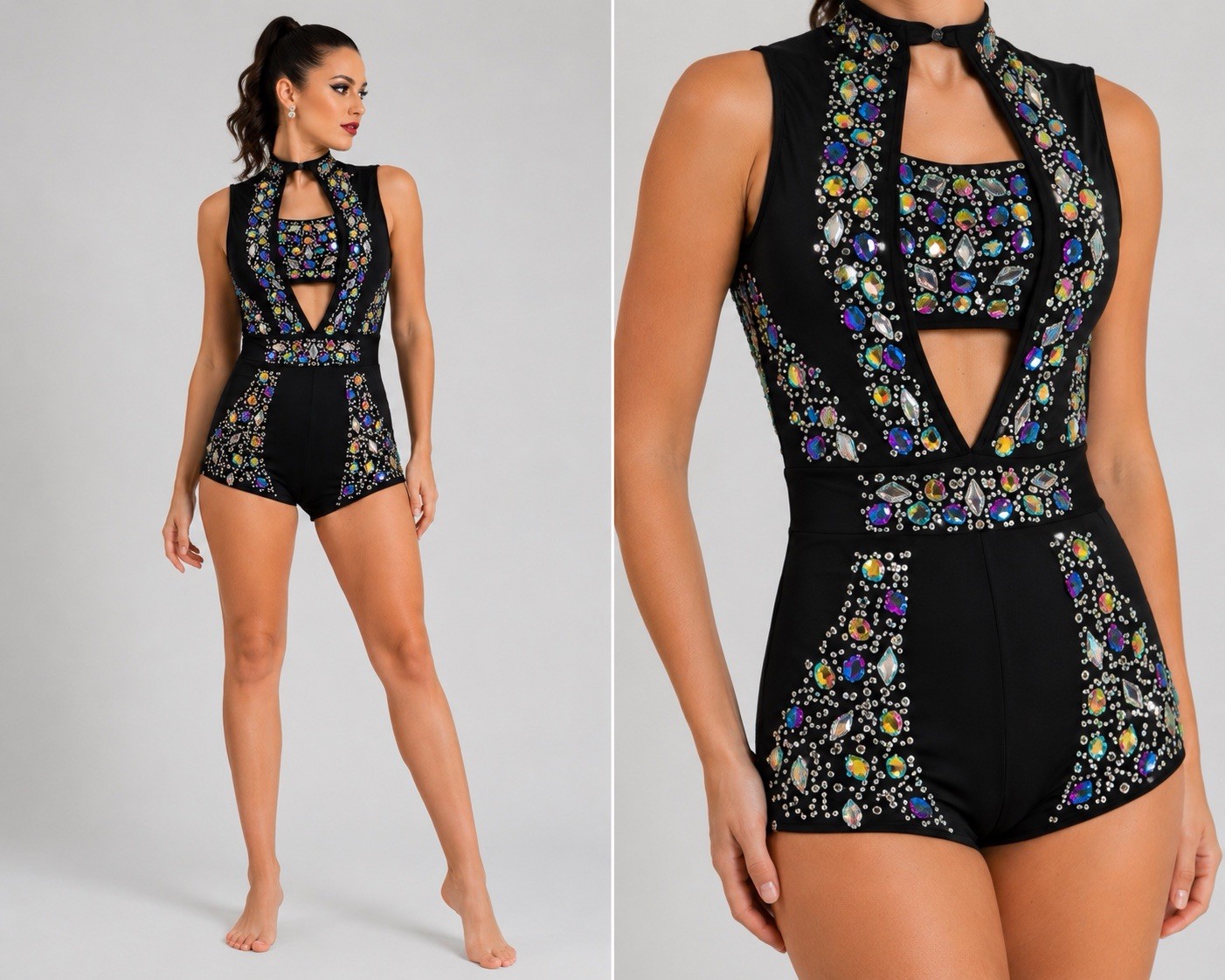 Glamour dance costume solo bling leotard embellished XSA-extra small adult
