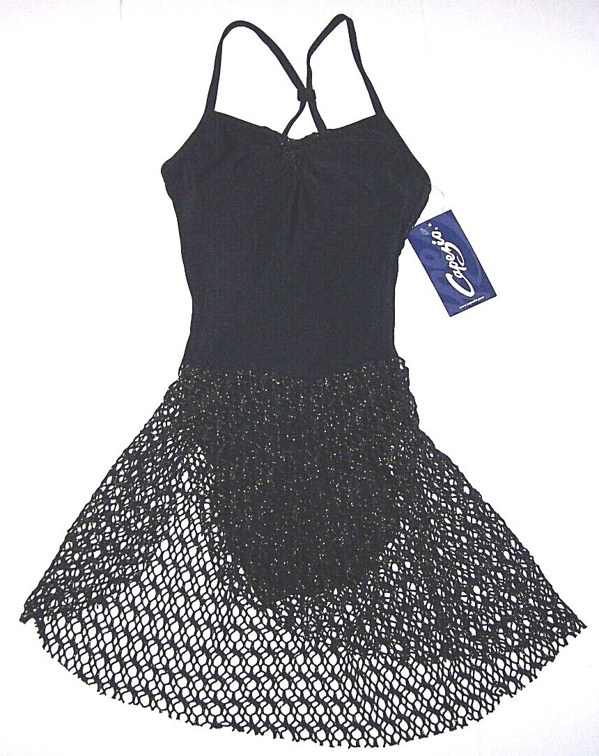 Capezio Camisole Dress Jacquard Skirt Leotard Bodysuit 10188 Black New Nwt Women