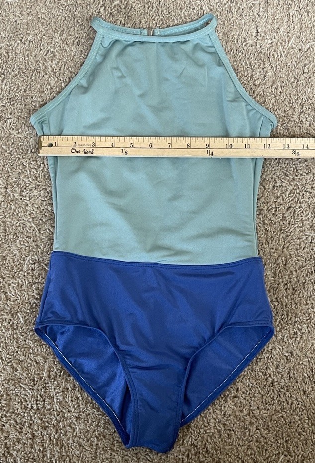 Mariia Crown Women’s Light Blue/royal Blue Color block Keyhole Back Leotard XS
