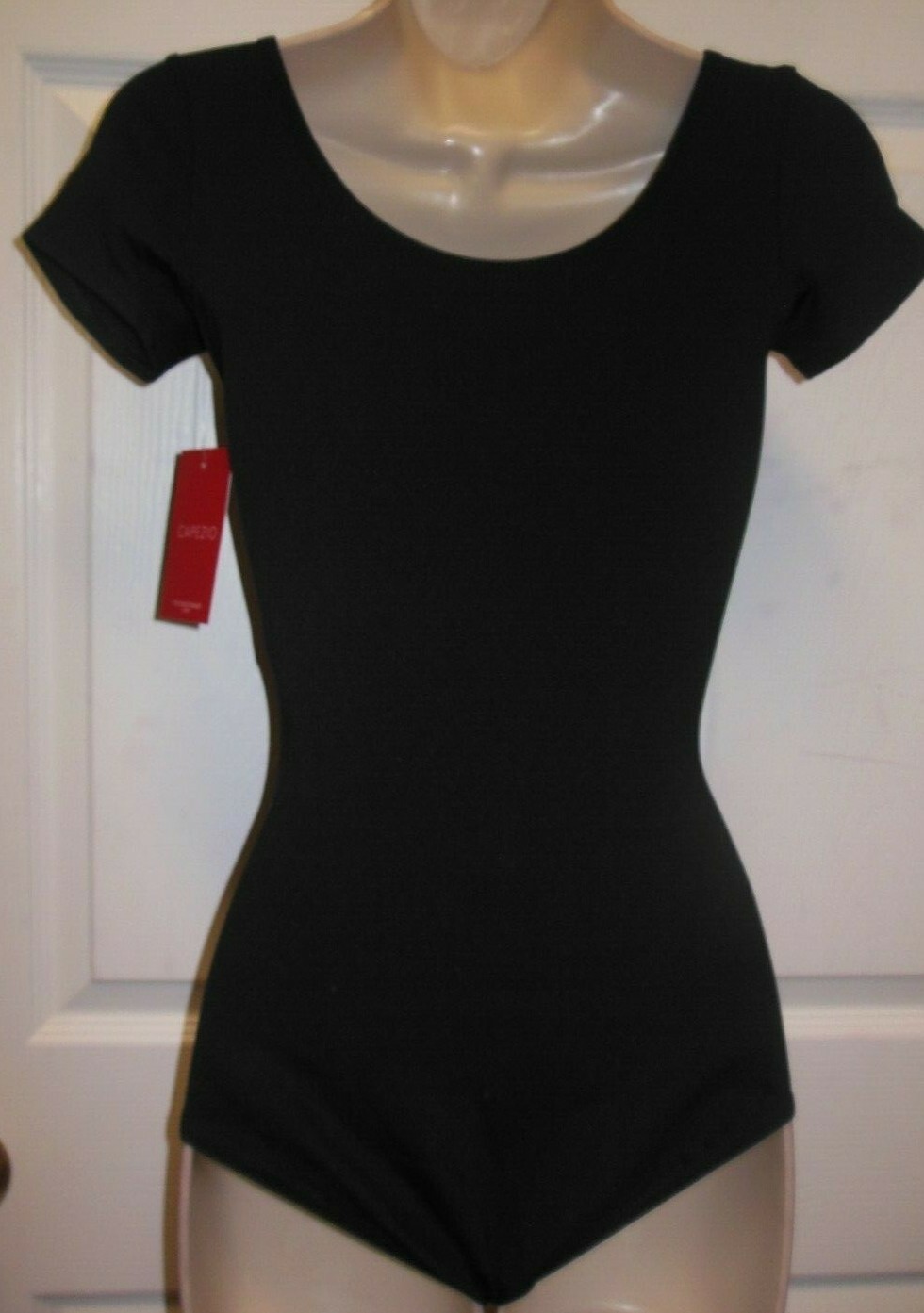 Capezio TB133 Short Sleeve Leotard Ladies Black Dance Ballet Microfiber New