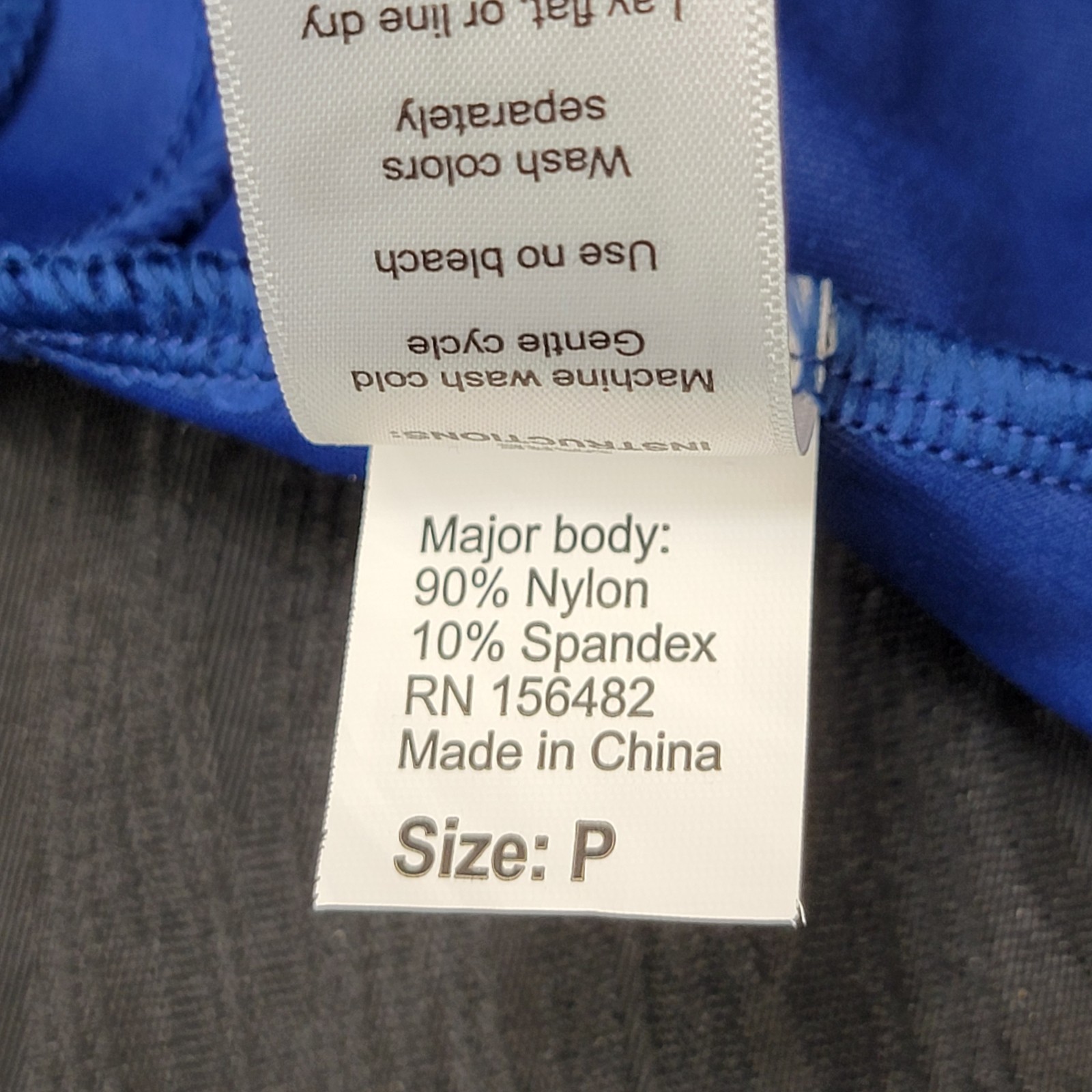 Danz N Motion Royal Blue Square Neck Sheer Mesh Waist Floral Print Petite Adult