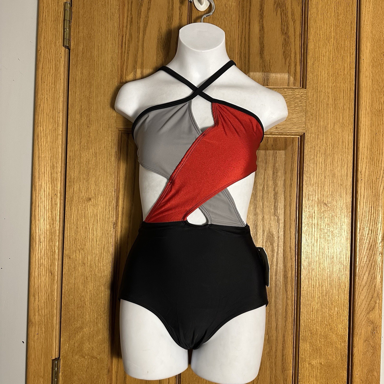 Ilogear NWT Lauren Leotard Red Grey Black Convention Dancewear AXS