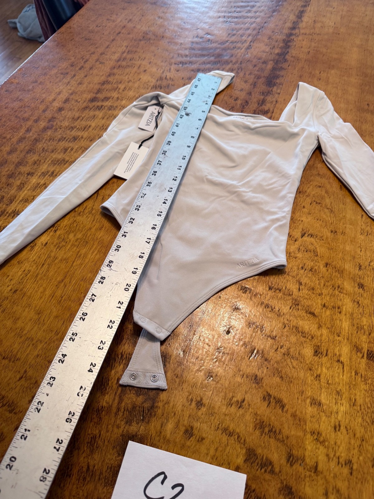 Aritzia Contour Sz 2XS CREAM L/S Leotard Snap Crotch NEW TAGS C2