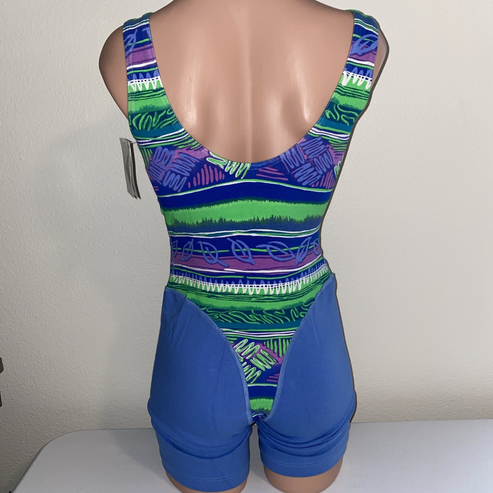 NOS Vintage Speedo Authentic Fitness Unitard Thong Detail Bodysuit 80s Retro – L