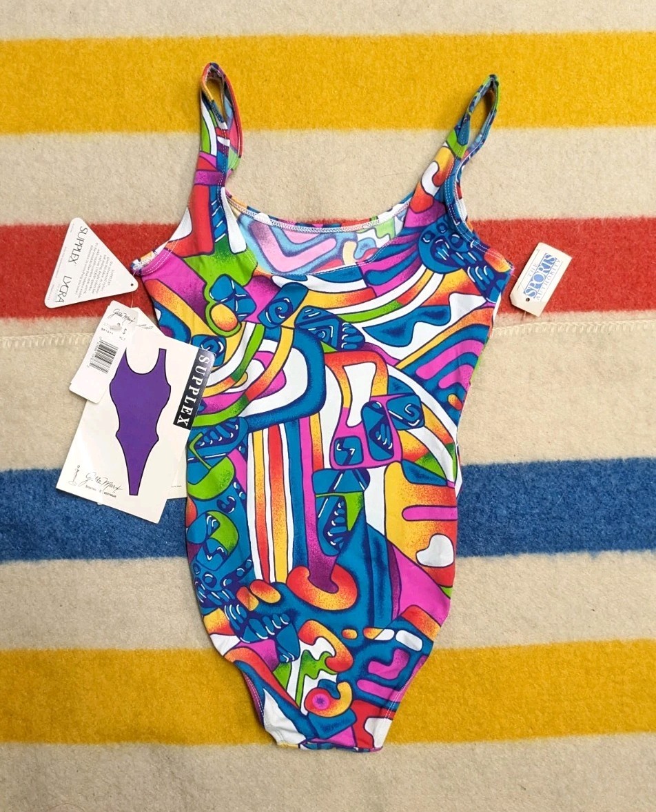 BNWT VTG 80s Gilda Marx USA Lycra Spandex Supplex Multicolor Leotard S