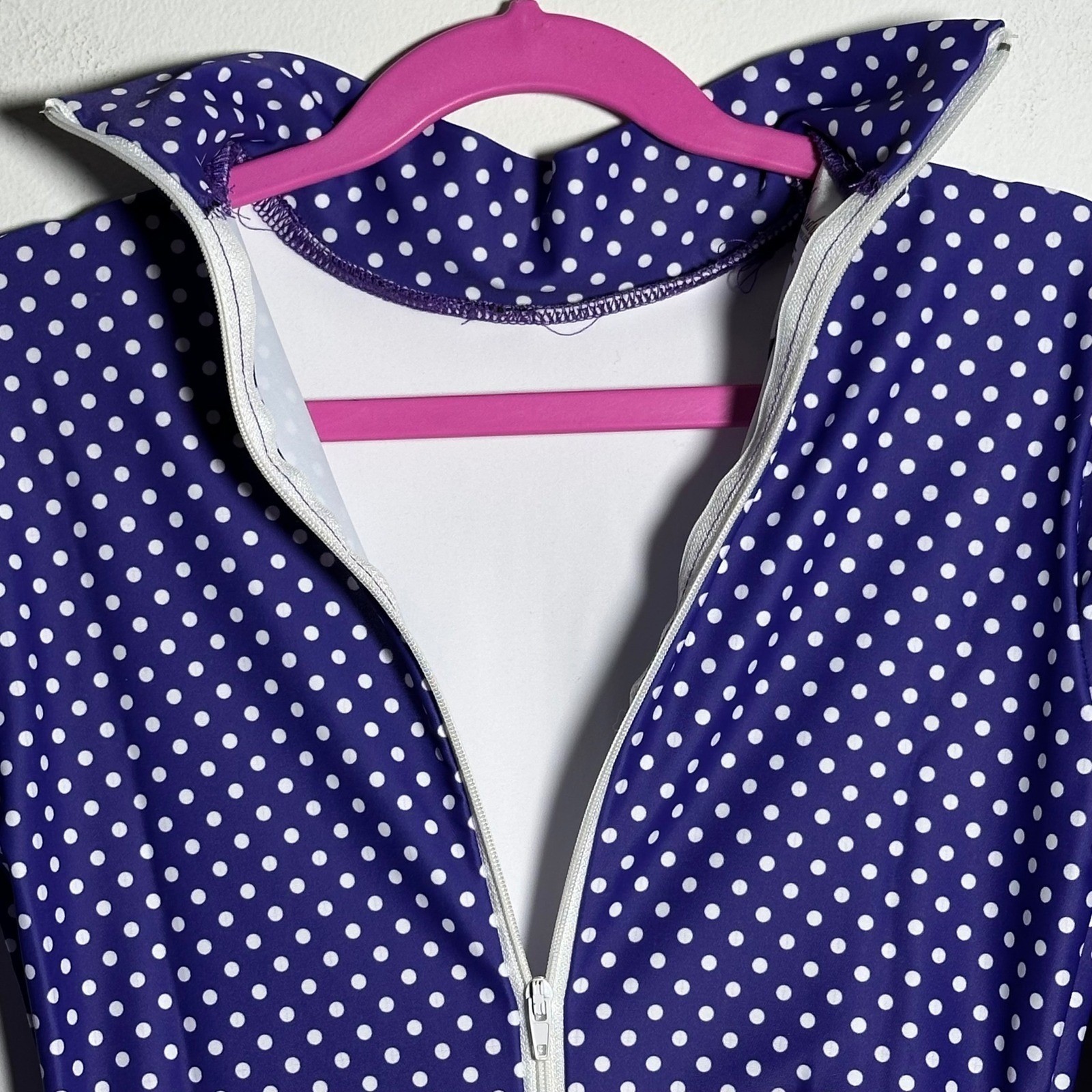 Alexandra collection Purple Polka Dot Western Trompe L’oeil Leotard Adult XS