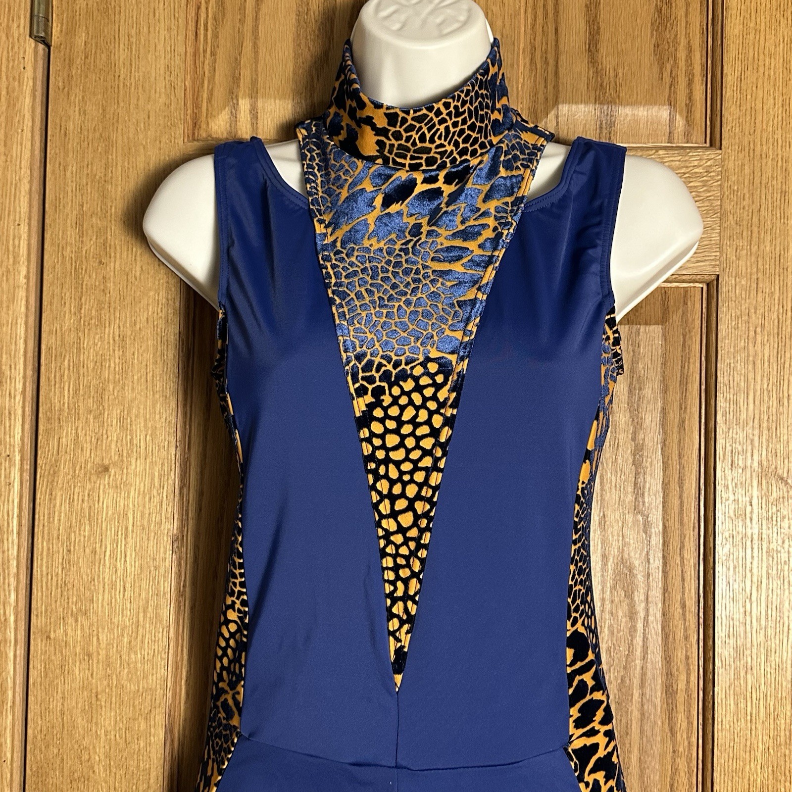 Weissman Stampede Animal Burnout Velvet Sleeveless Unitard Dance Costume MA