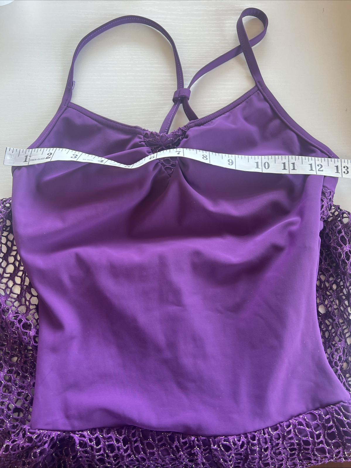 Capezio Women Purple Pleated Synergy Camisole Dress Open Back Size M