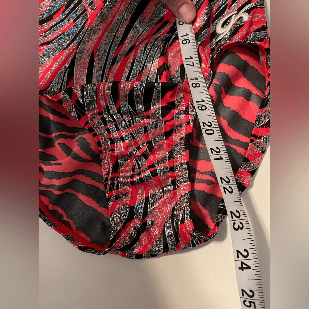 GK elite gymnastics tank practice Leotard Hot pink zebra foil print Adult -AS