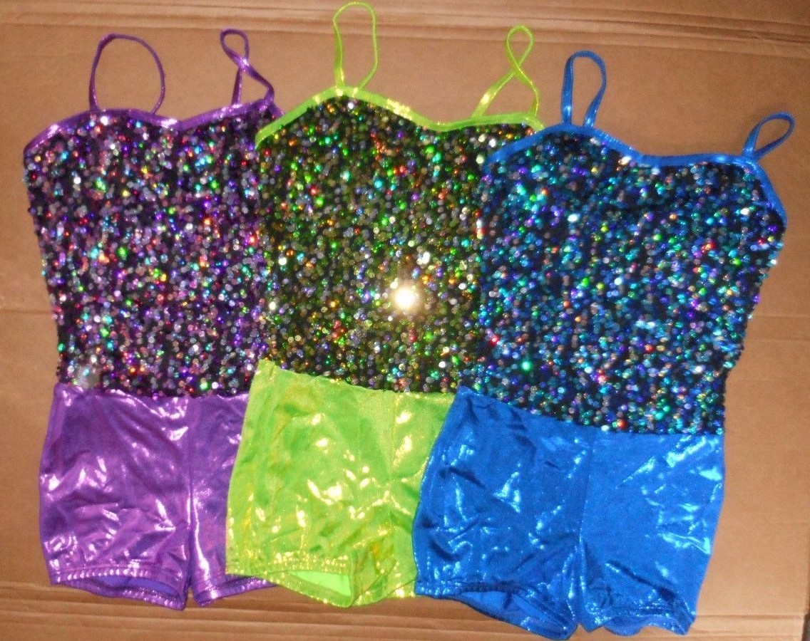NWOT Dance Sequin Foil Shorty Unitard Sample Ladies siz Small WolffFording