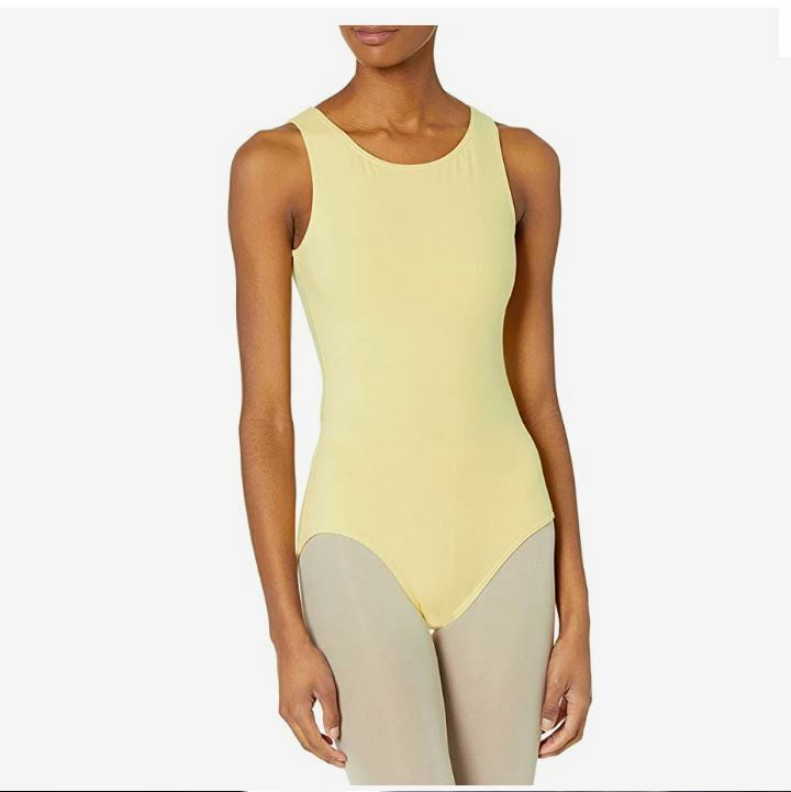 CAPEZIO TANK LEOTARD CC201 Butter Ladies sizes Cotton Spandex high neck CC201