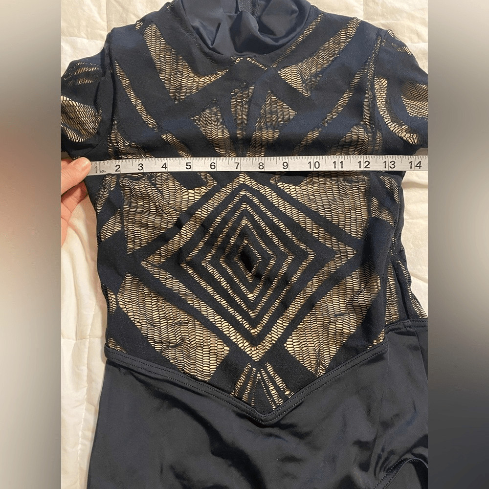 WEISSMAN Balera Dance costume black Geometric Lace Leotard MT10336 Adult MA