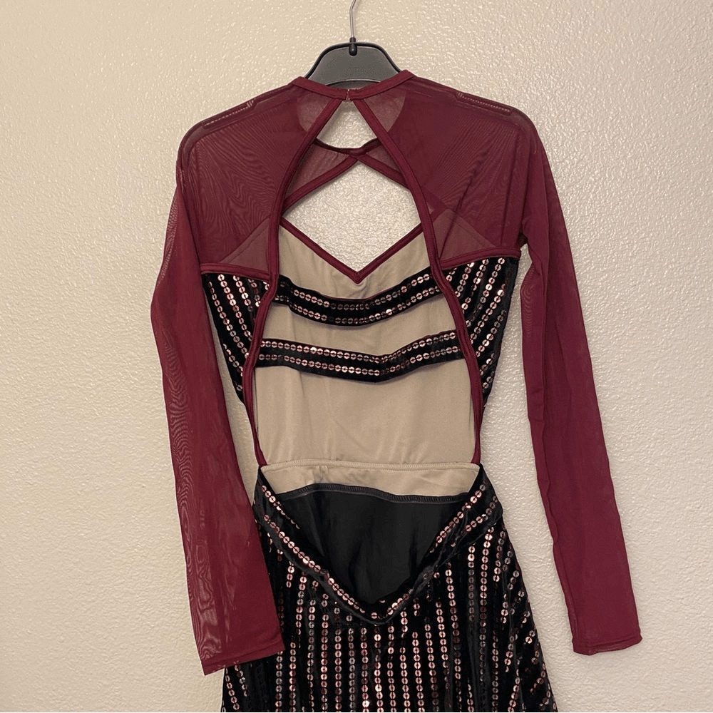 Weissman Elite dance costume burgundy red velvet Need You Tonight D11810 MA