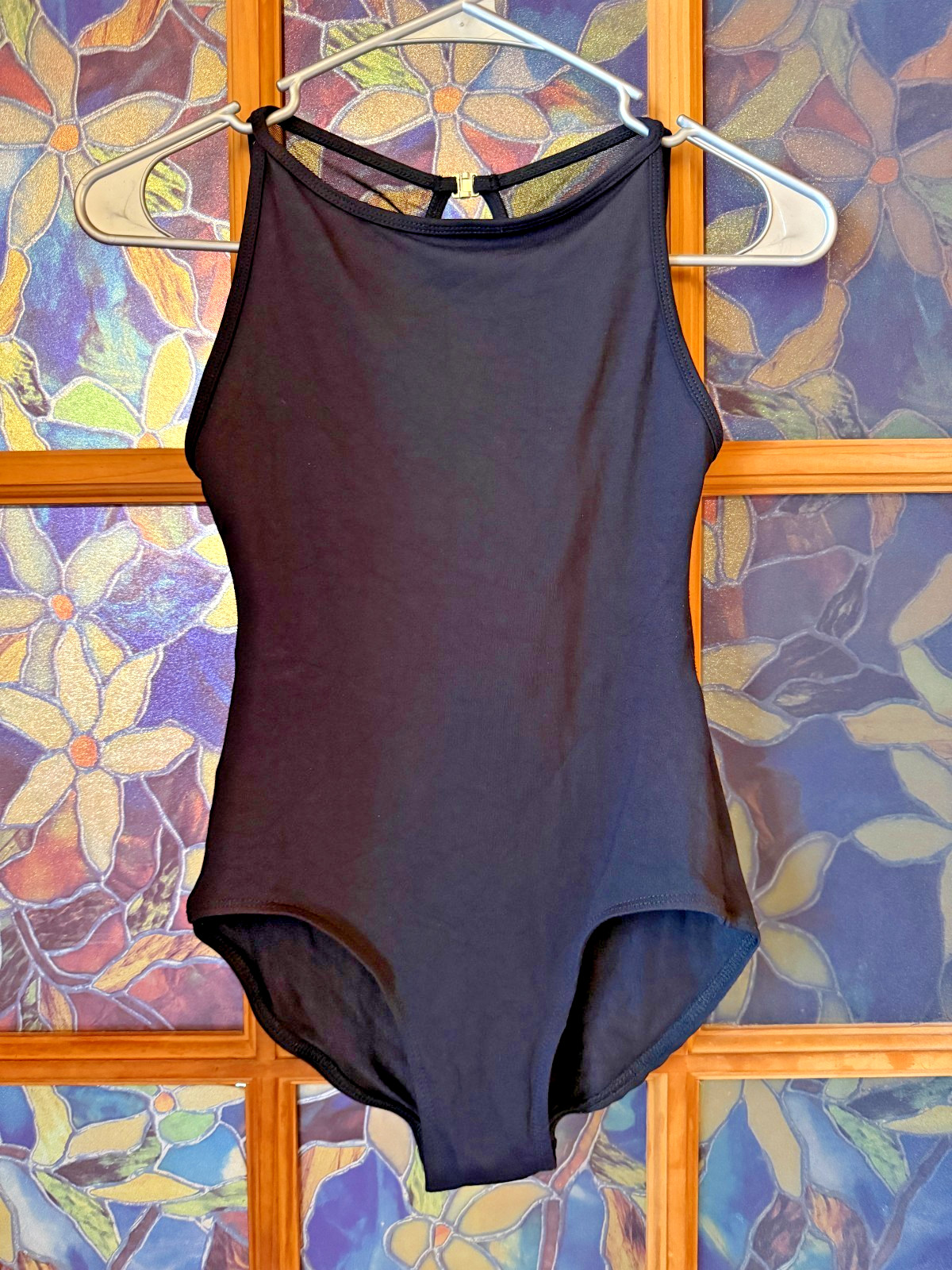 Suffolk Dance Wear Dancewear SMALL ADULT Black Leotard Mesh Wrap Back