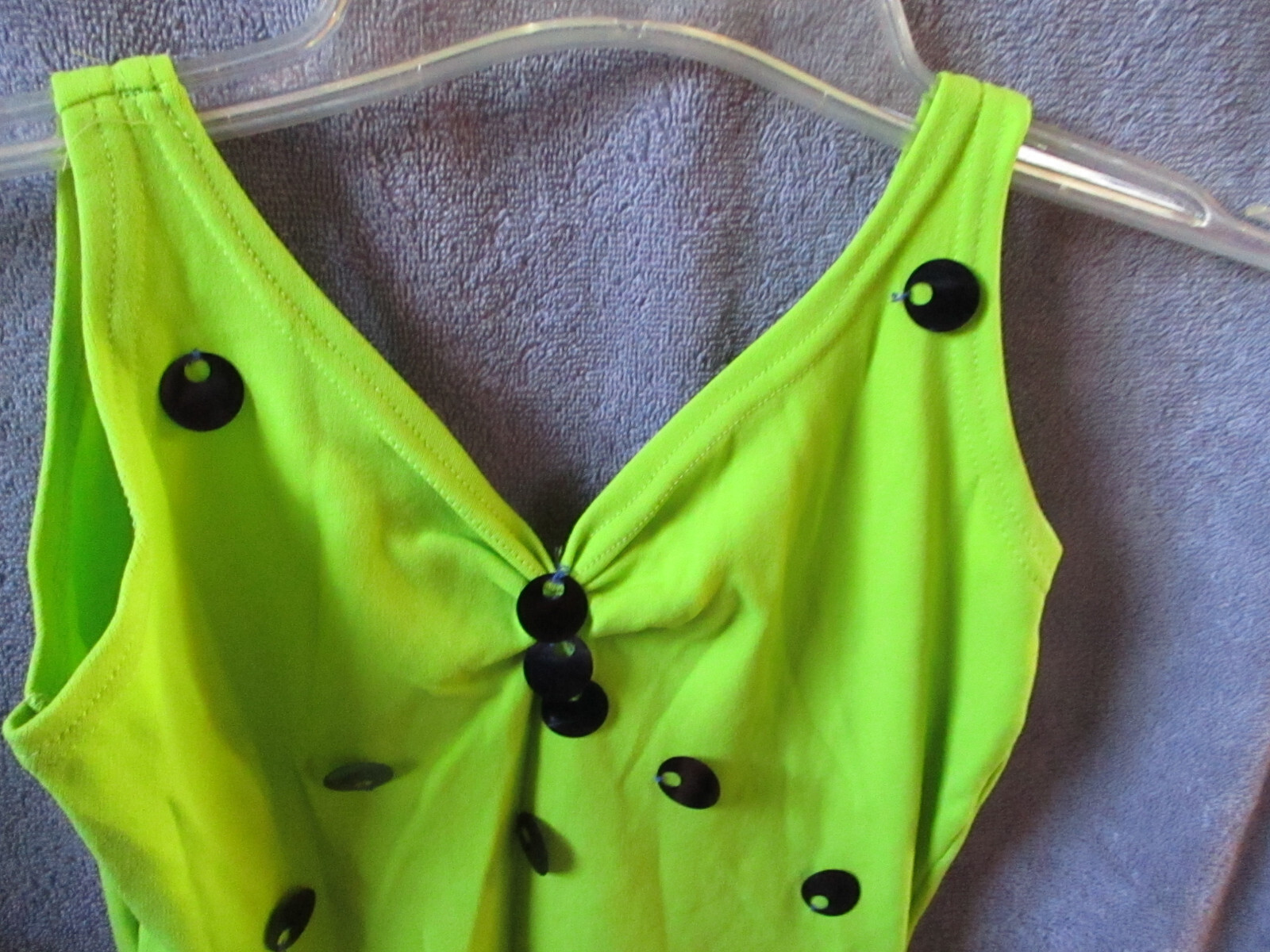 Lime Green With Accents Gymnastics Dance Bodysuit Nylon Sz Adult SM C 15