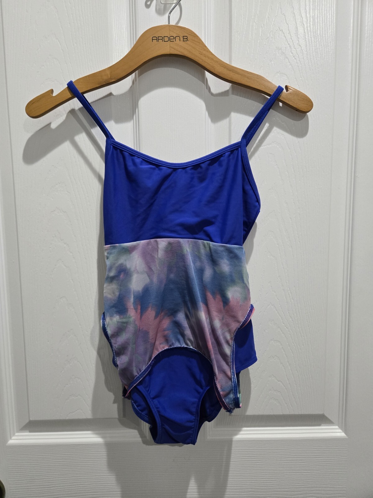 Plume Blue floral Mesh Tank Leotard Blue bottom multicolor top Size: AS