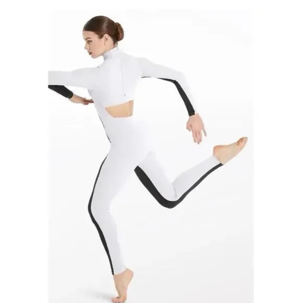 NWOT Weissman Elite MT11202 ‘Destinations’ Black/White Cutout Back Unitard, MA