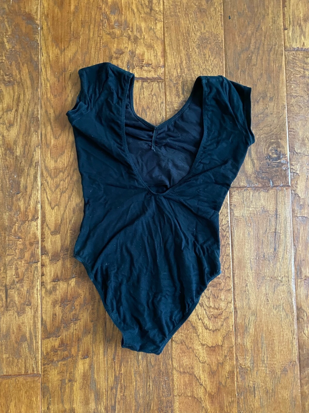 Women team Basic Short Sleeve Leotard, BLACK,M, free shipping