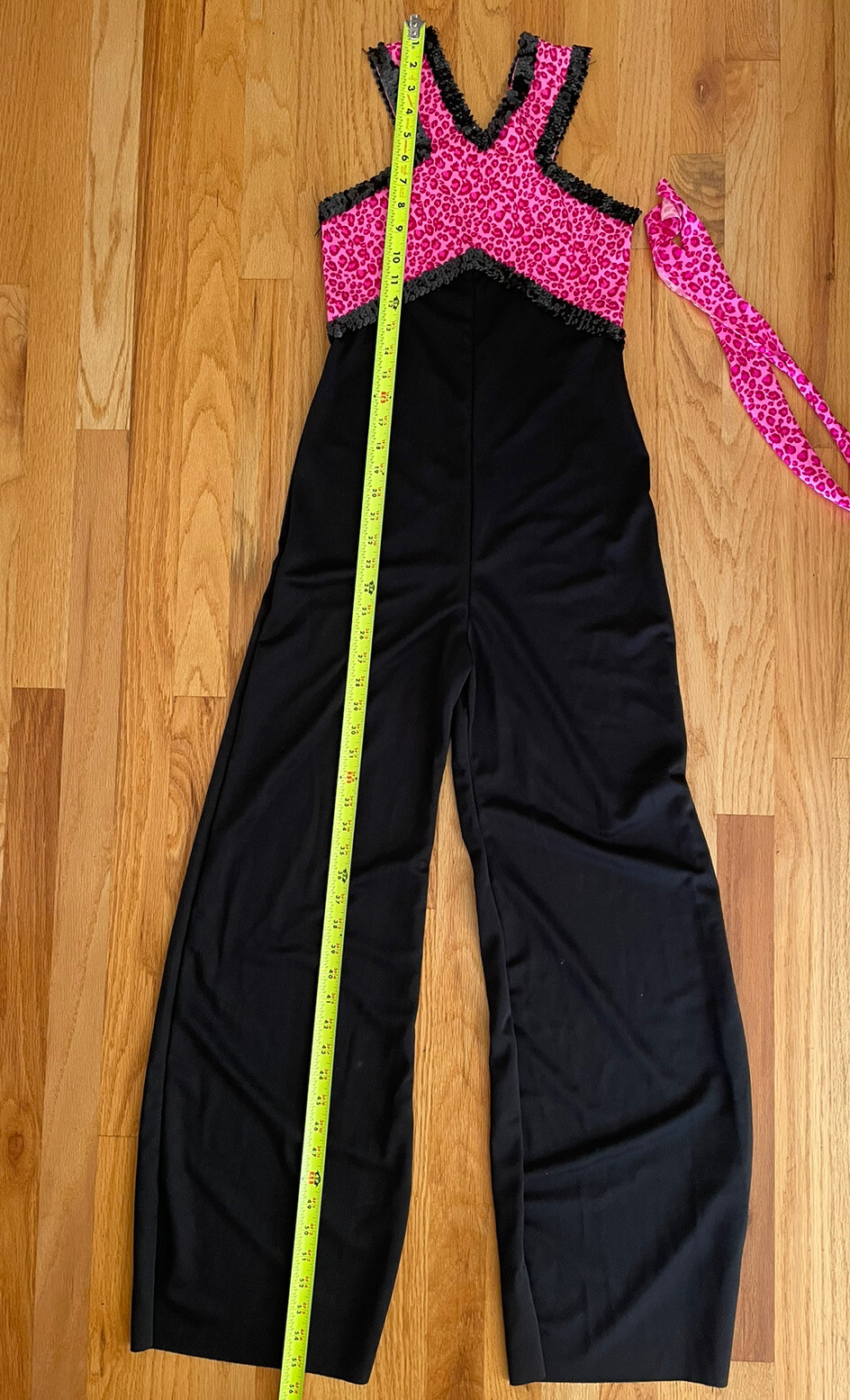 VTG Curtain Call Costumes Child-XL Leopard Hot Pink & Black Unitard Performance