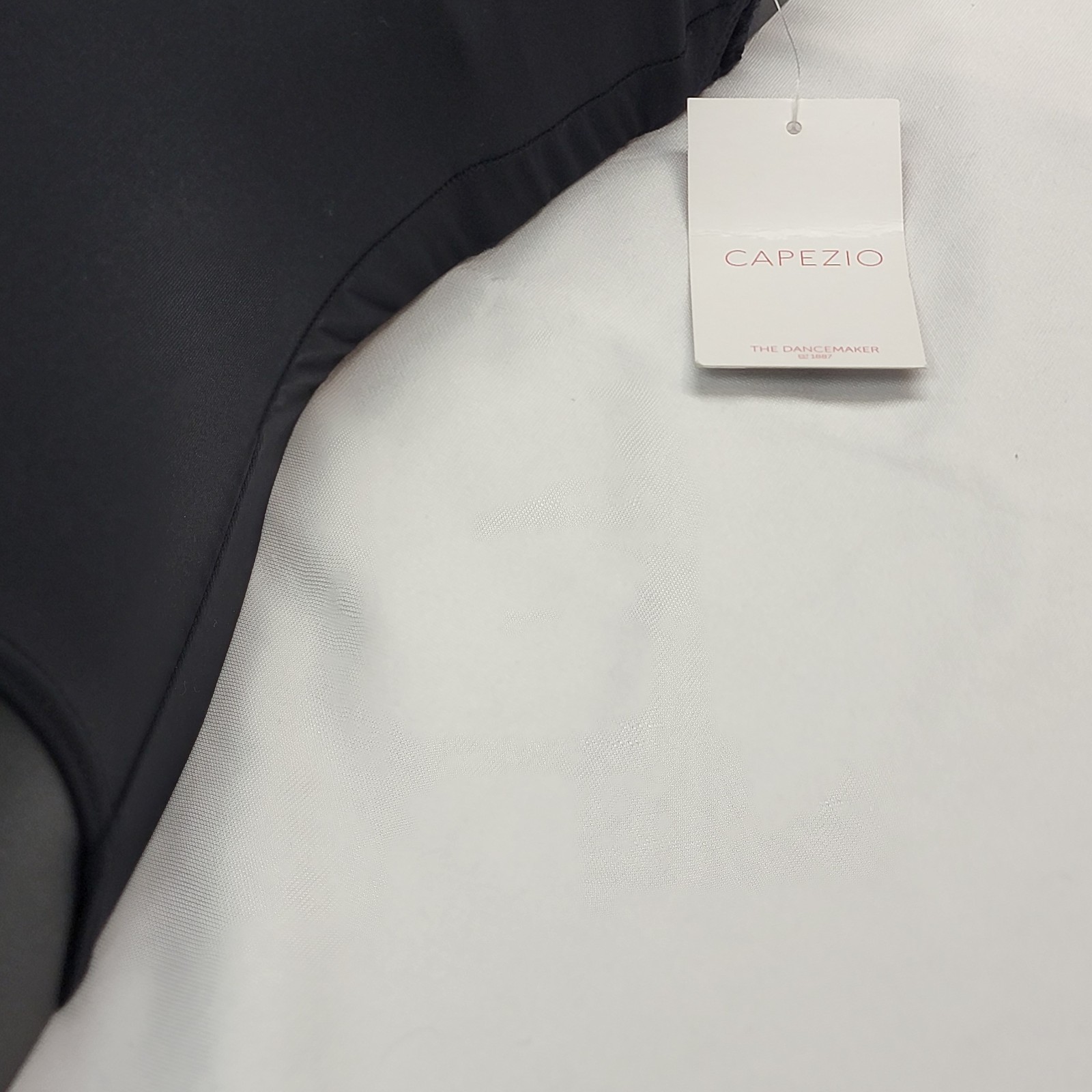 Capezio Encore Leotard BraTek Black Camisole Leotard Vneck Lace Front/Back SZ XS