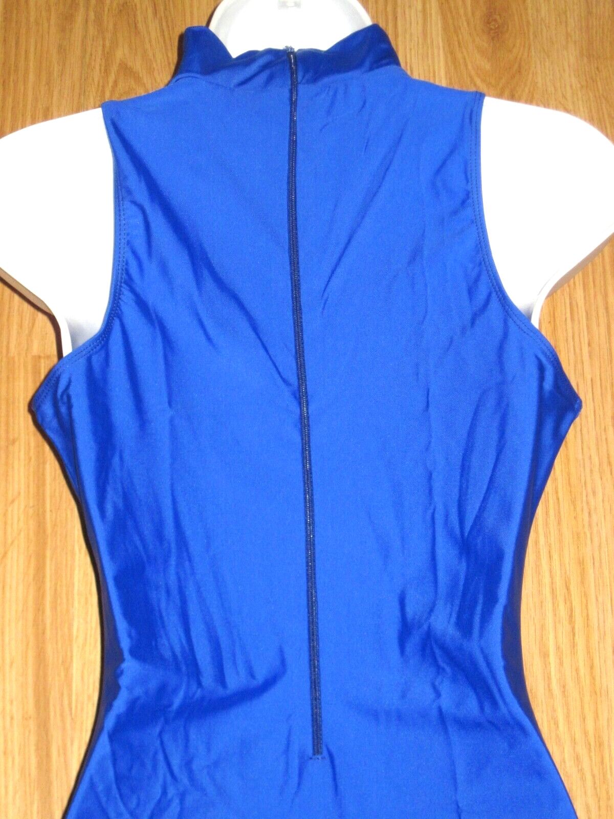 Plus Size Shiny Royal Blue Spandex Sleeveless T-Neck Leotard Size 2XL 16-18 New