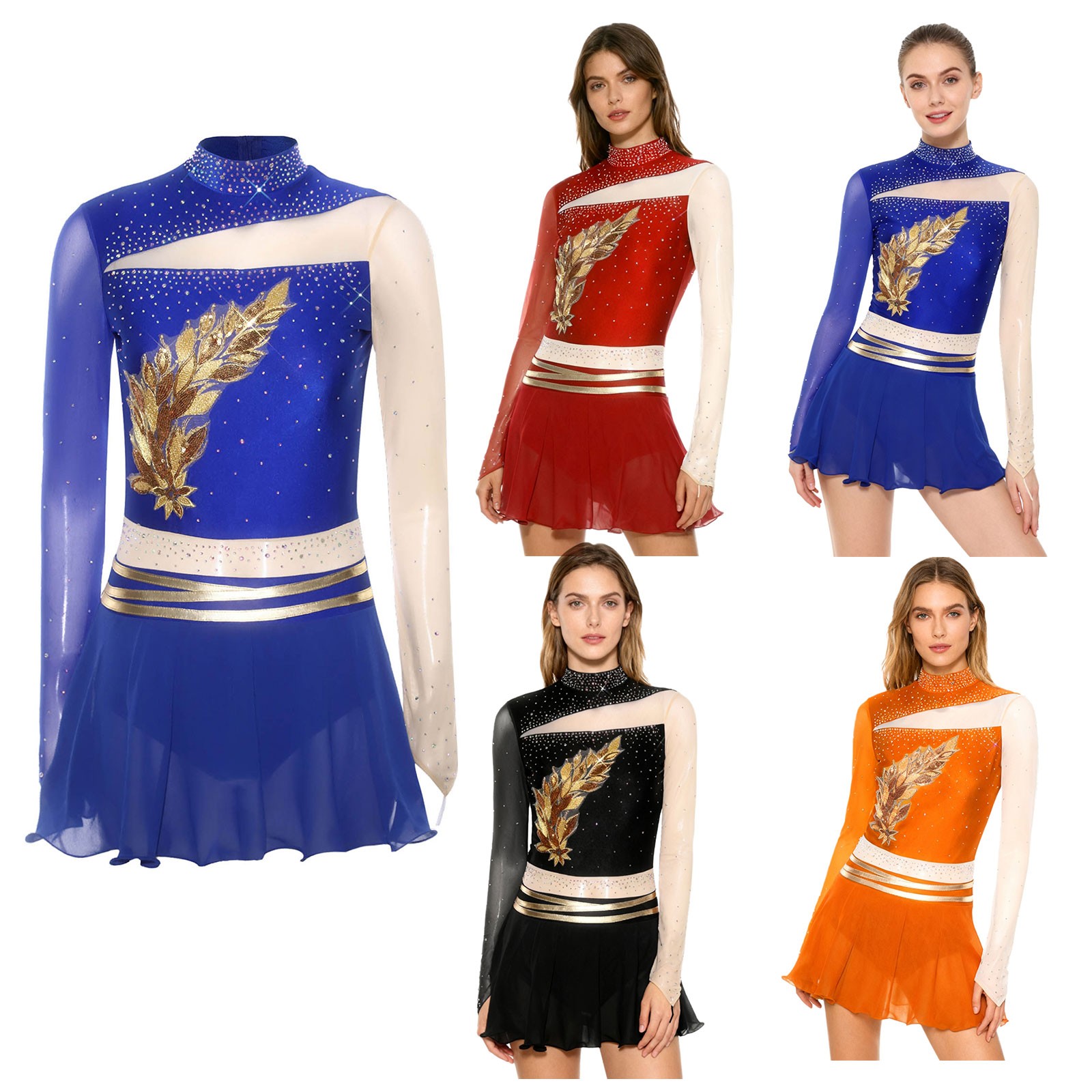 Womens Costume Samba Leotard Color Block Dress Performance Dancewear Stage