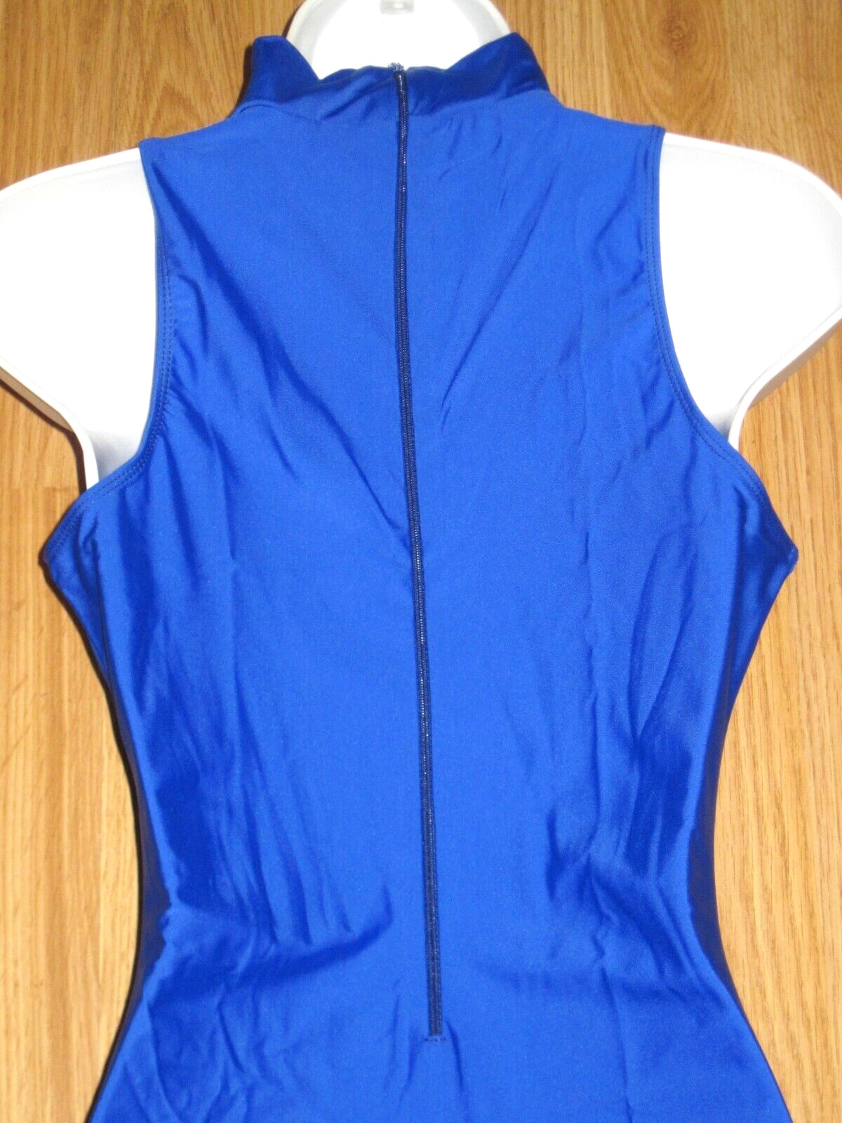 Plus Size Shiny Royal Blue Spandex Sleeveless T-Neck Leotard Size 3XL 18-20 New