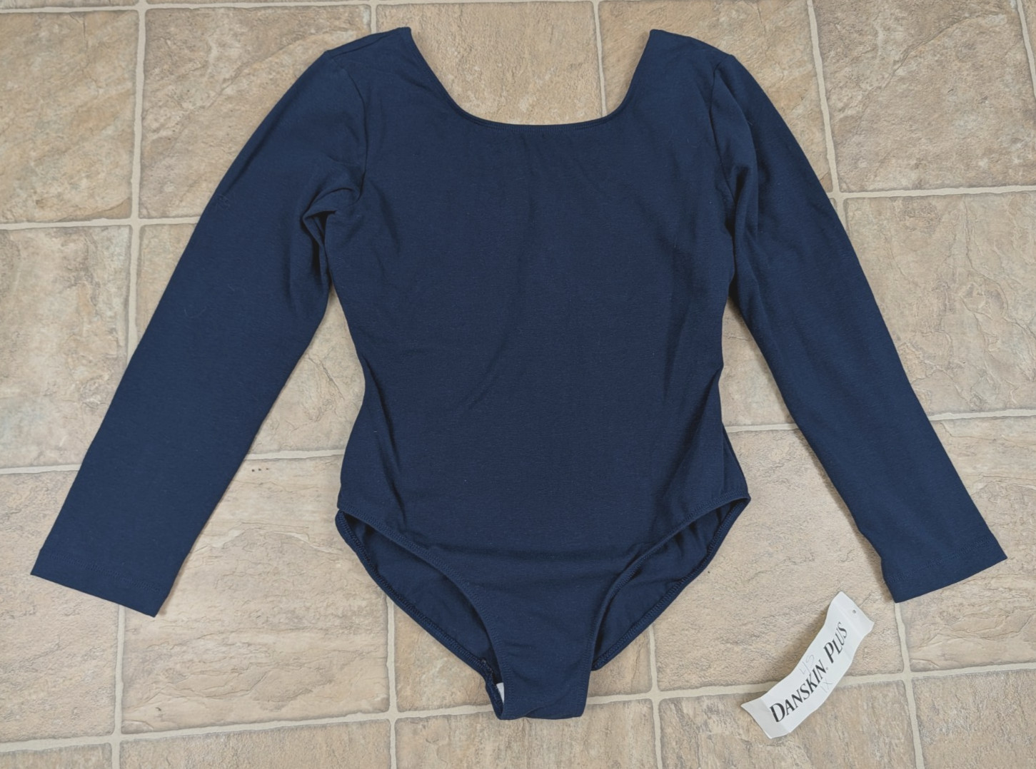 Danskin Plus sz 1X or 18-20 women’s Leotard navy blue knit long sleeves 2157