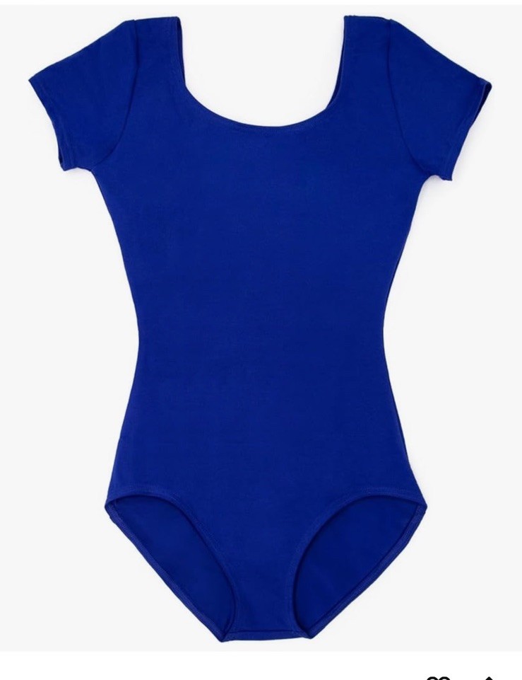 Capezio Royal Blue Leotard Adult Small Short Sleeve Scoop Front & Back NEW