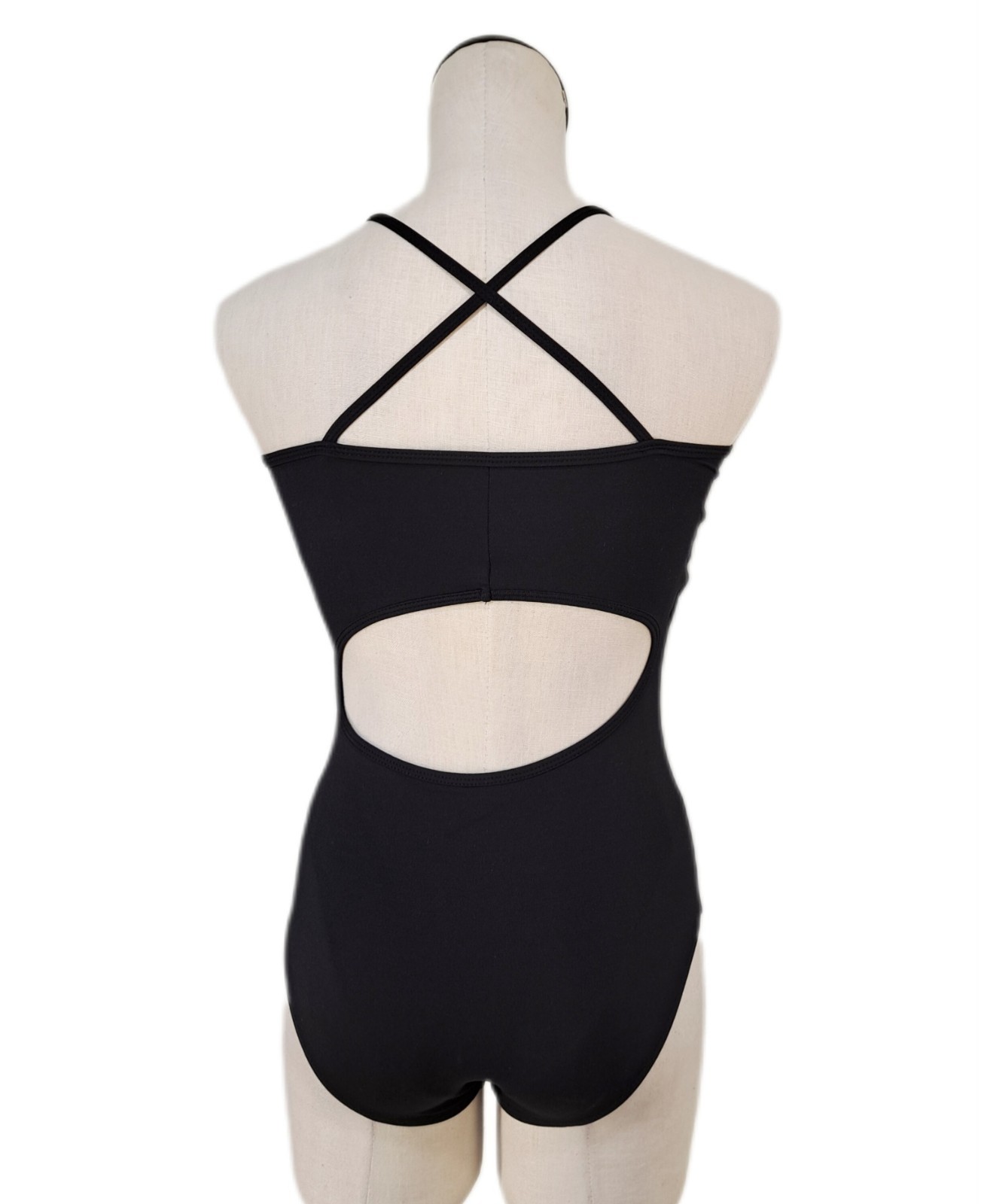 Aja VTG Open Back Keyhole Cutout Crossback Strappy Tank Leotard Dance MA Size M