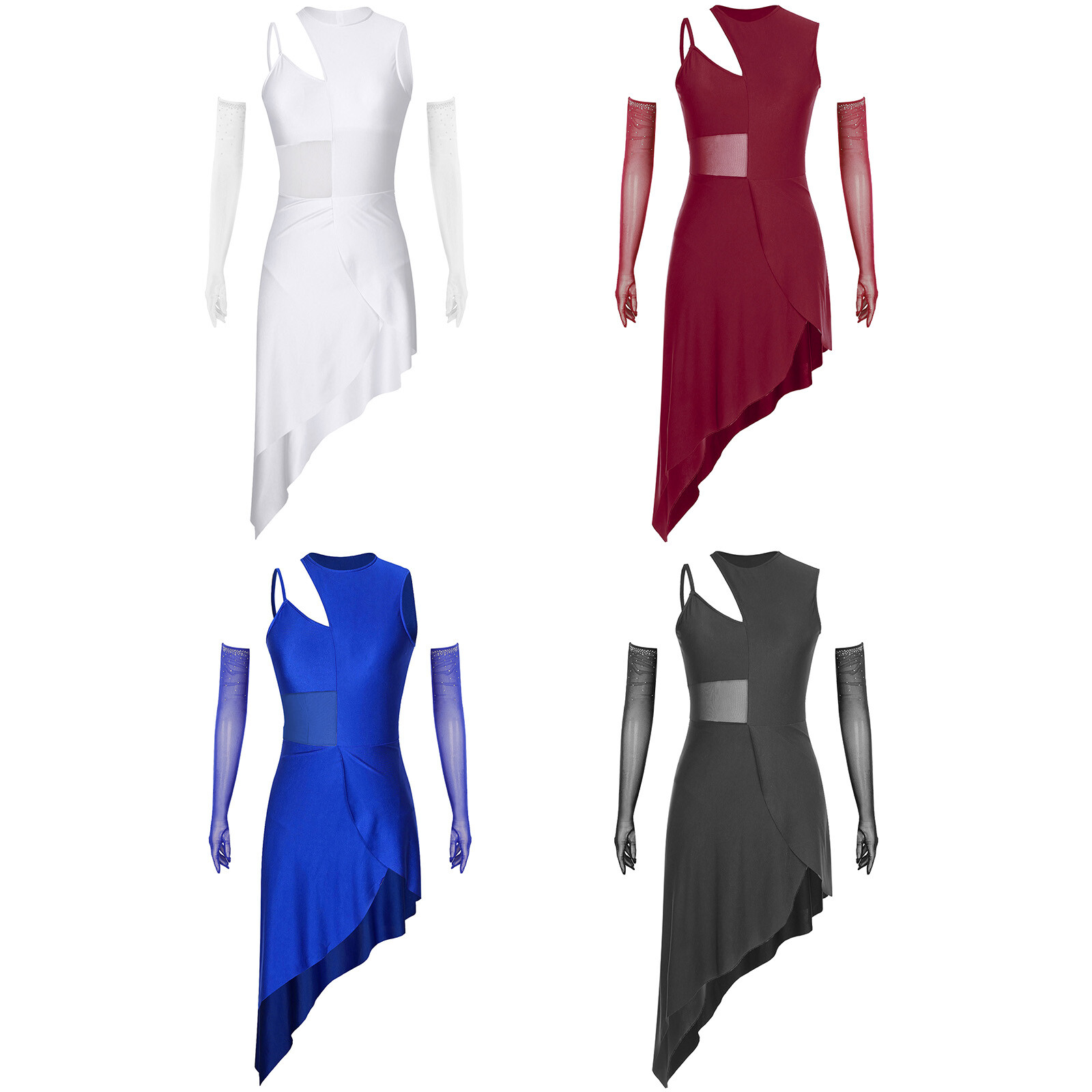 Womens Dresses Irregular Dress Figure Dancewear Stretch Dance Ball Latin Party