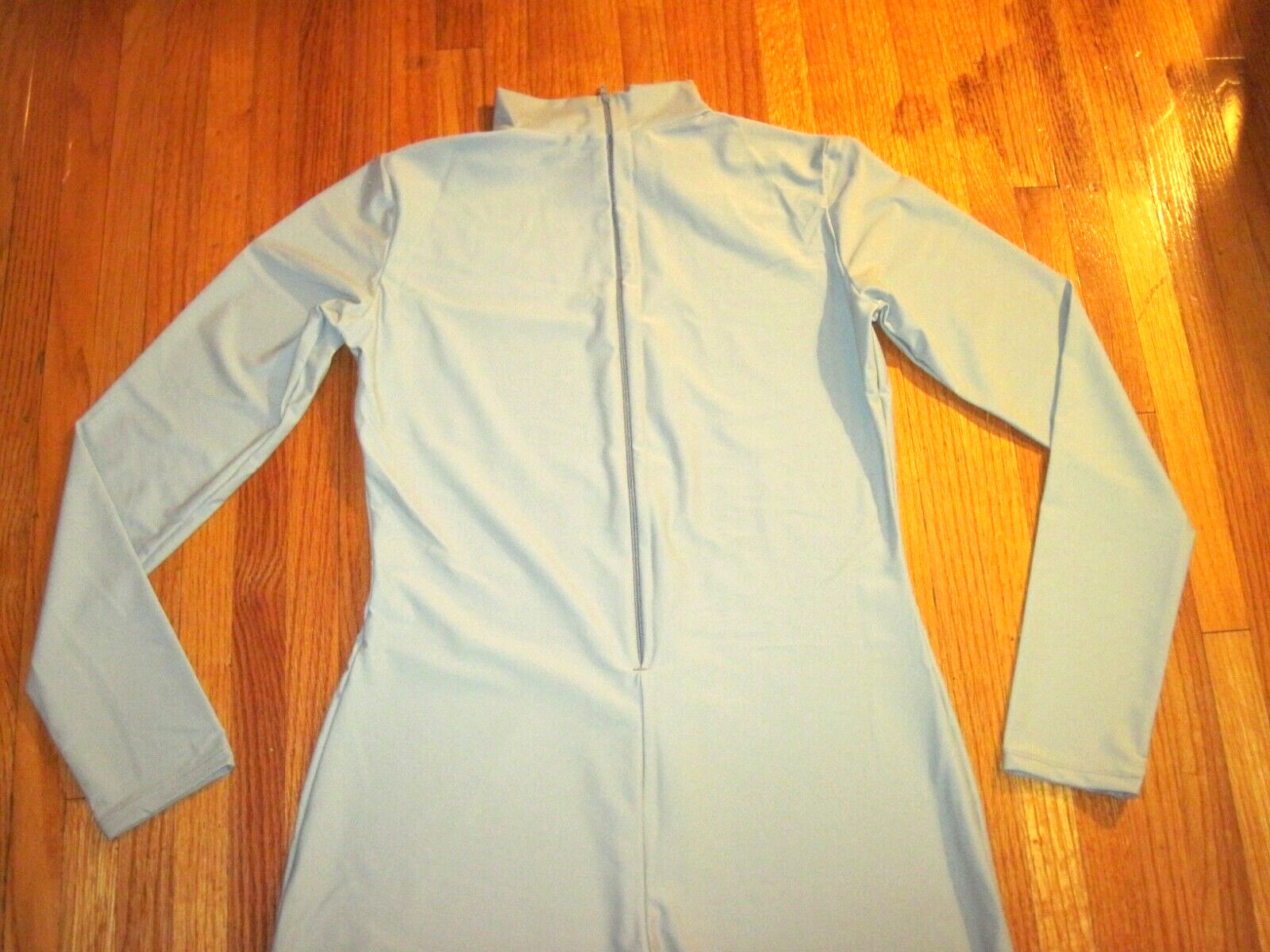 Plus Size Shiny Gray Long Sleeve T Neck Footed Unitard Jumpsuit Sz 2XL-16-18 New