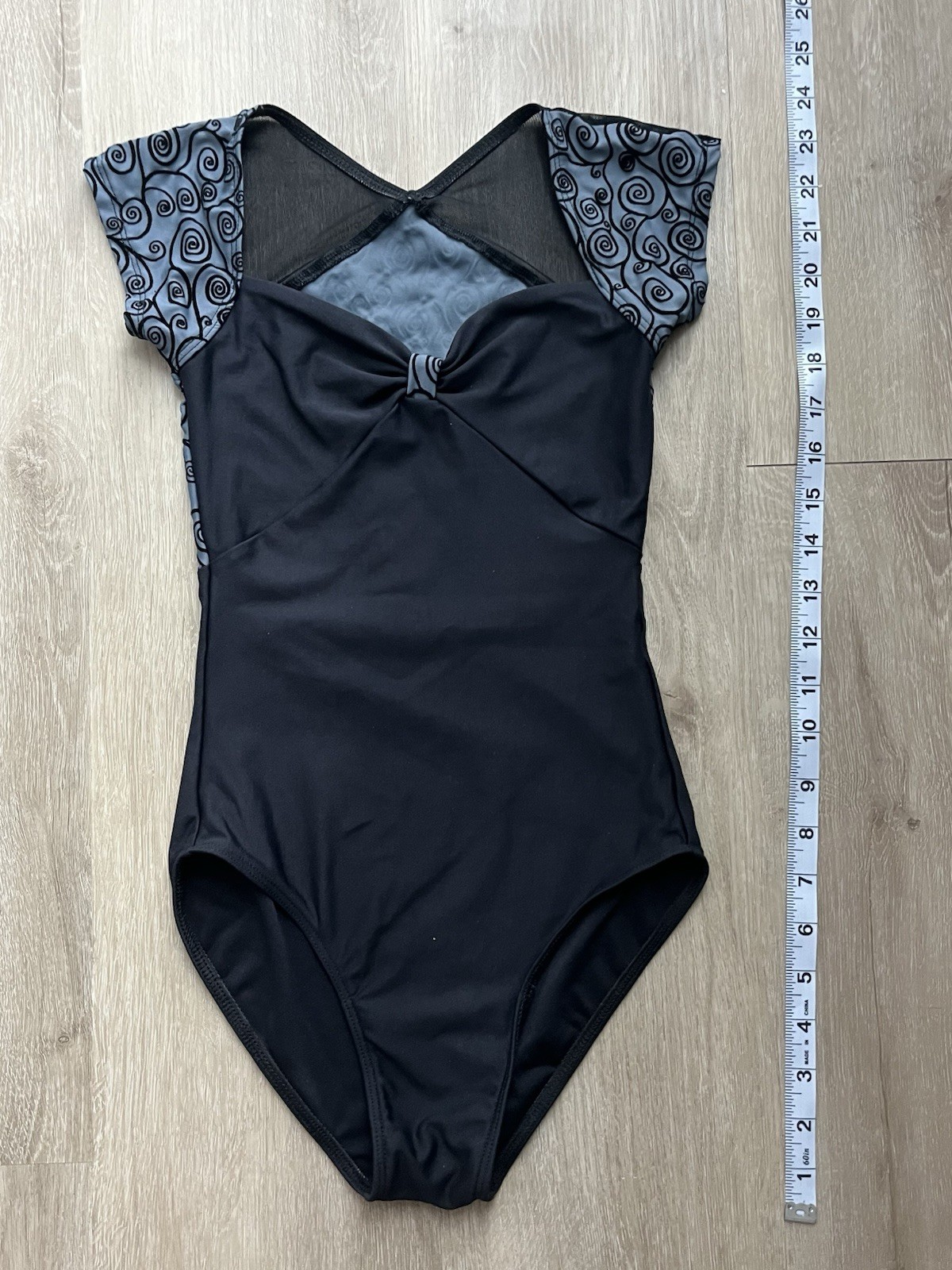 Wear Moi Women’s Leotard XS Black/Slate Blue Cap Sleeve, Dance, Ballet