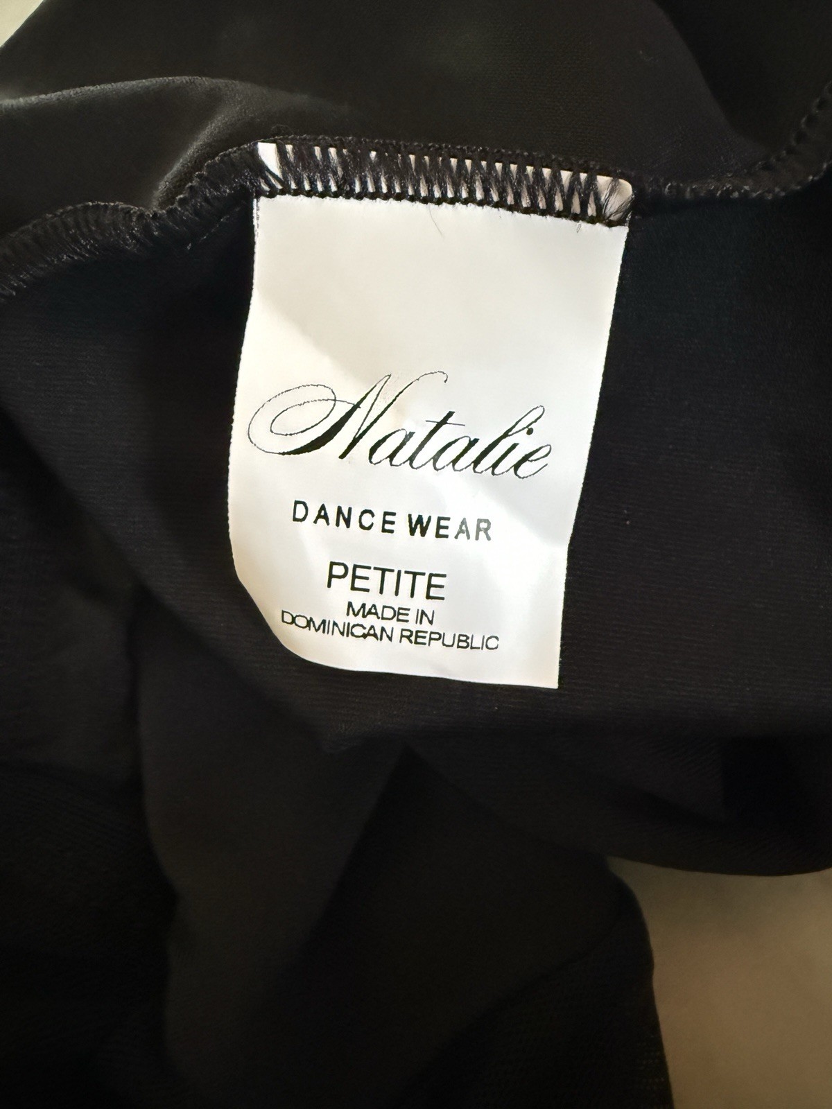 Natalie Black Leotard Size Petite NWT Mesh 3/4 Sleeves And Cute Back